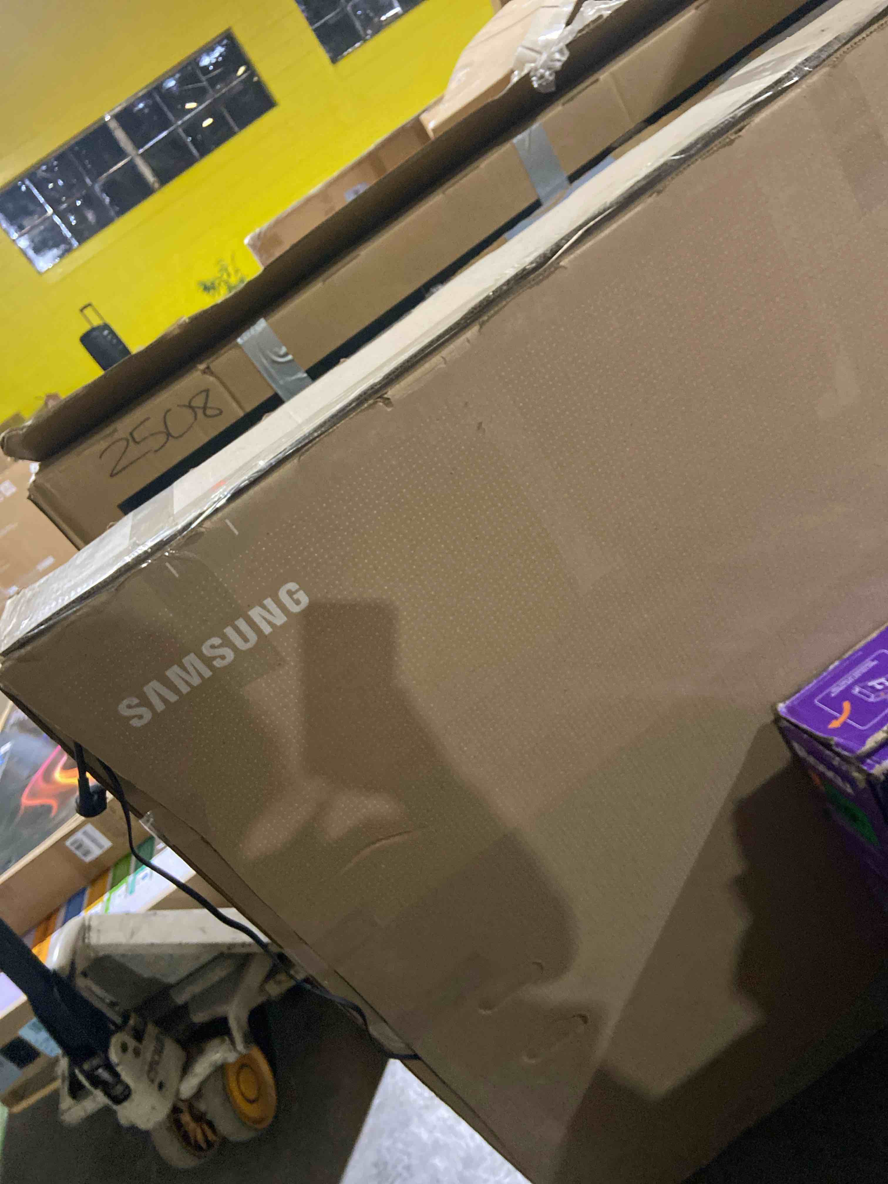Condition photo showing As Is for Samsung 85-Inch Class QLED Q7F Series Samsung Vision AI Smart TV (2025 Model, 85Q7F) Quantum HDR, Object Tracking Sound Lite, Q4 AI Gen1 Processor, 4K upscaling, Gaming Hub, Alexa Built-in 85-Inch Q7F Series