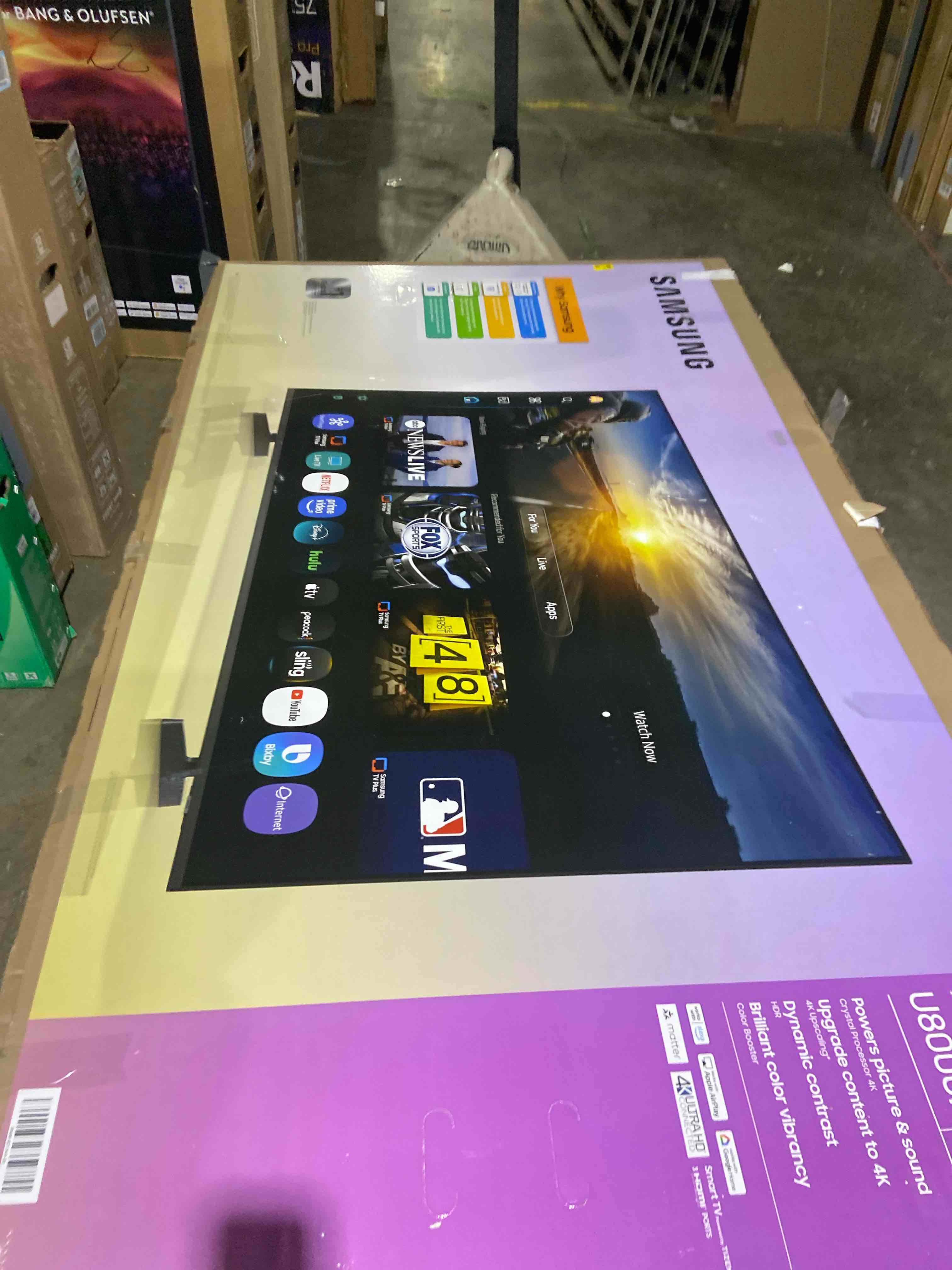 Condition photo showing As Is for Samsung 85-Inch Class Crystal UHD U8000F 4K Smart TV (2025 Model) Endless Free Content, Crystal Processor 4K, MetalStream Design, Knox Security, Alexa Built-in 85-Inch TV Only