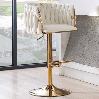 swivel adjustable height bar stool modern velvet barstool with barrel
