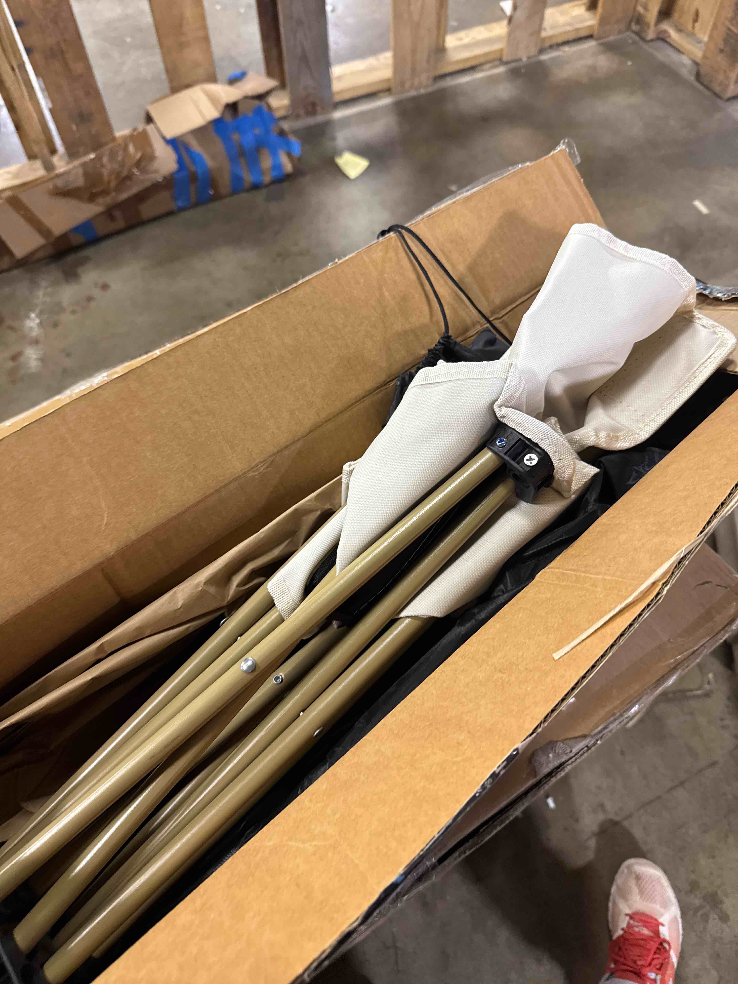 Condition photo showing New/Like New for Folding Camping Chair for Small Man, Portable Outdoor Backpacking Chair for Fishing, Hiking, Picnic, Camping, Beach, Ultralight Compact Camping Chair with Carry Bag, 23" D x 14.2" W x 14.2" H (Beige)