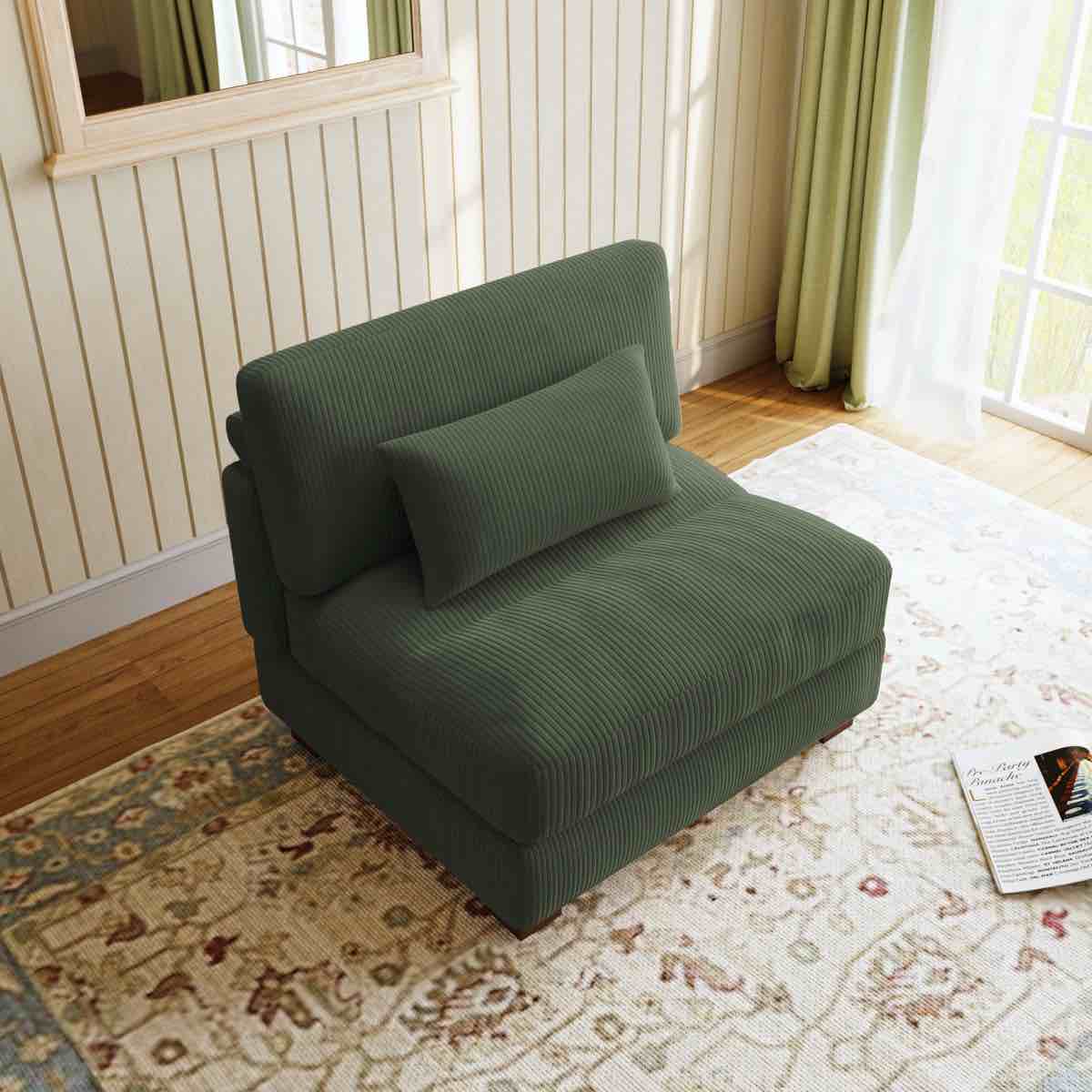 Corduroy Modular Armless Chair