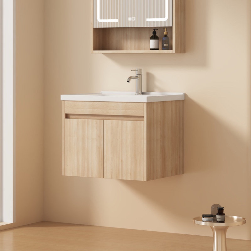 24 Inch Bathroom Vanity with Sink Combo, Wall Mounted Small Bathroom Vanity with Soft-Close Door Modern Floating Cabinet, Pop-up Drain, P-Trap Included, (No Faucet)