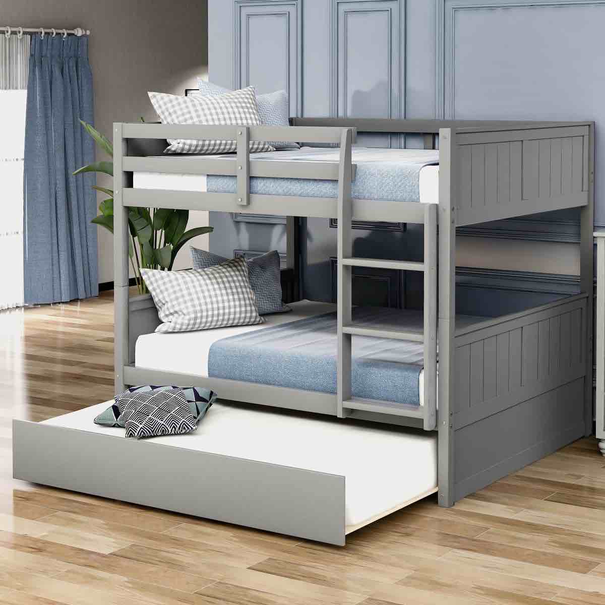 Veyra Rustic Bunk full Bed With Ladder And Storage Drawers