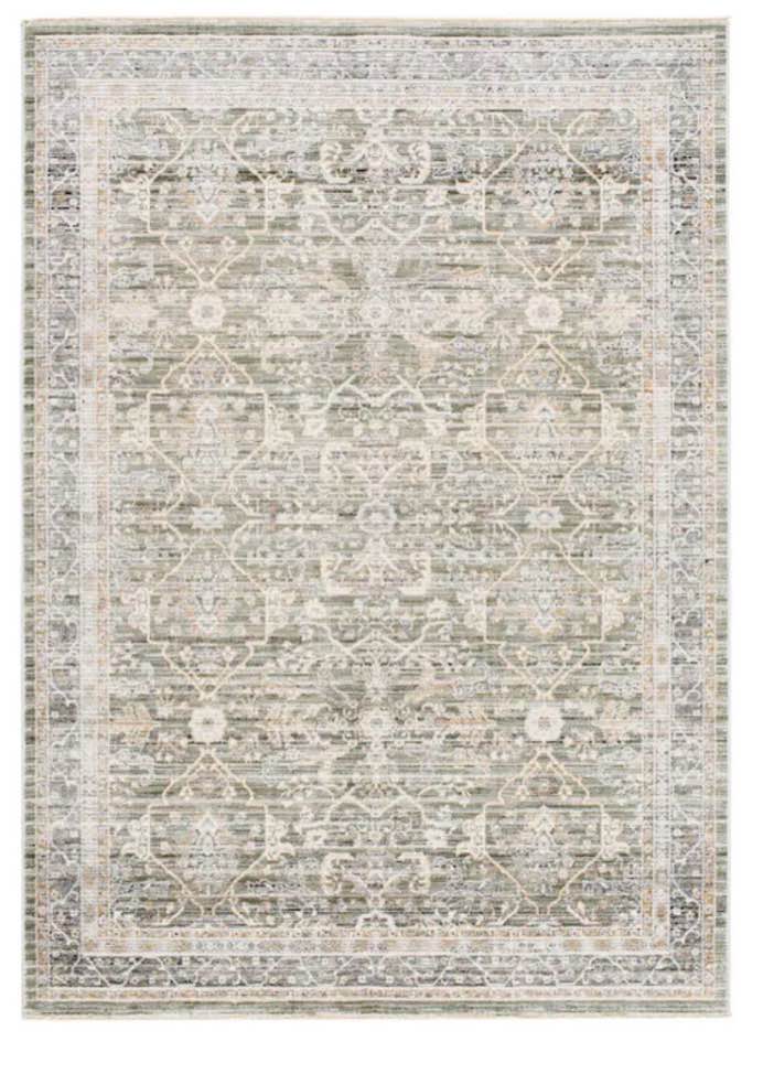 Allen + Roth Euphemia 7 ft x 10 ft Loomed Green Rectangular Indoor Floral/Botanical 