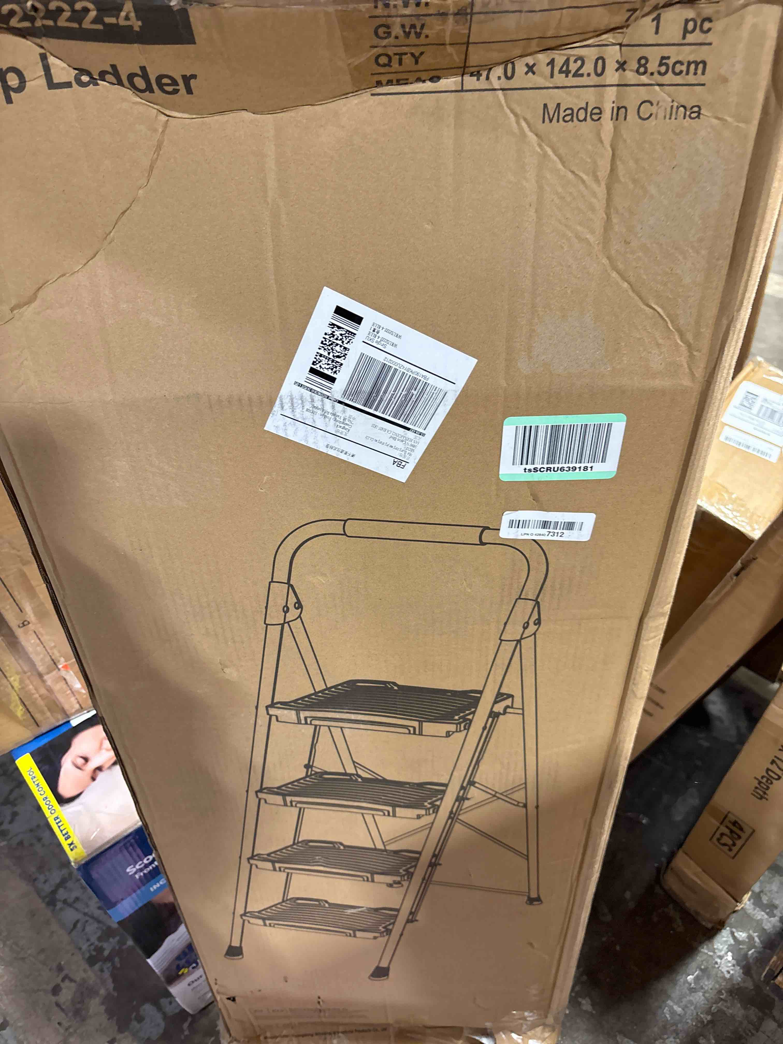 Condition photo showing New/Like New for KINGRACK 4 Step Ladder, Sturdy Step Stool with Handrail, Anti-Slip Wide Pedals, Foldable Step Stool for Home, Garage, Garden, Blue, Safety Locking, Pass 900LBS Testing