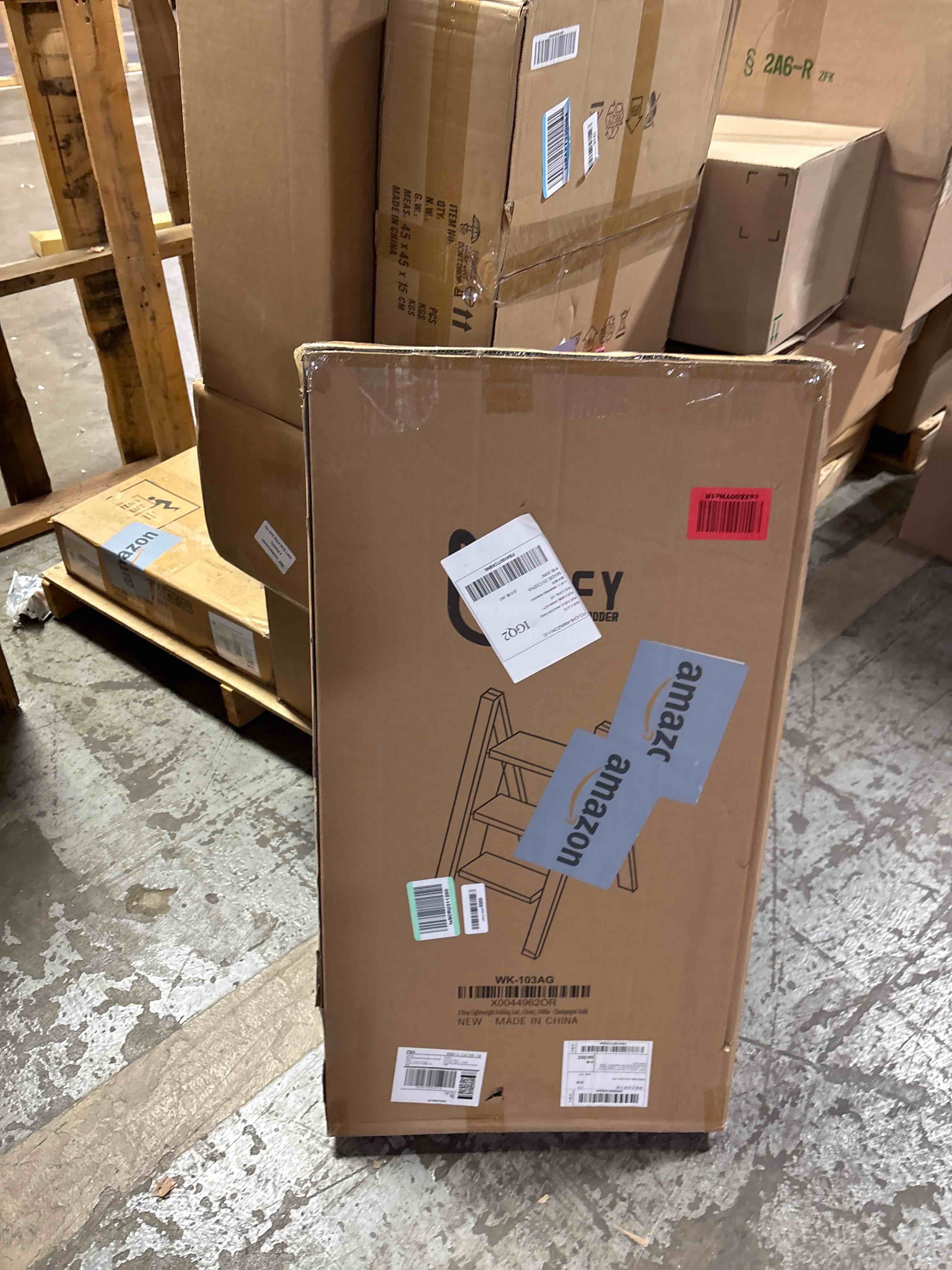 Condition photo showing New/Like New for 3 Step Lightweight Folding Ladder for Home, 330lbs Aluminum Step Ladder Anti-Slip for Kitchen, Step Stool Foldable Adults for Closet, 330lbs - Champagne Gold