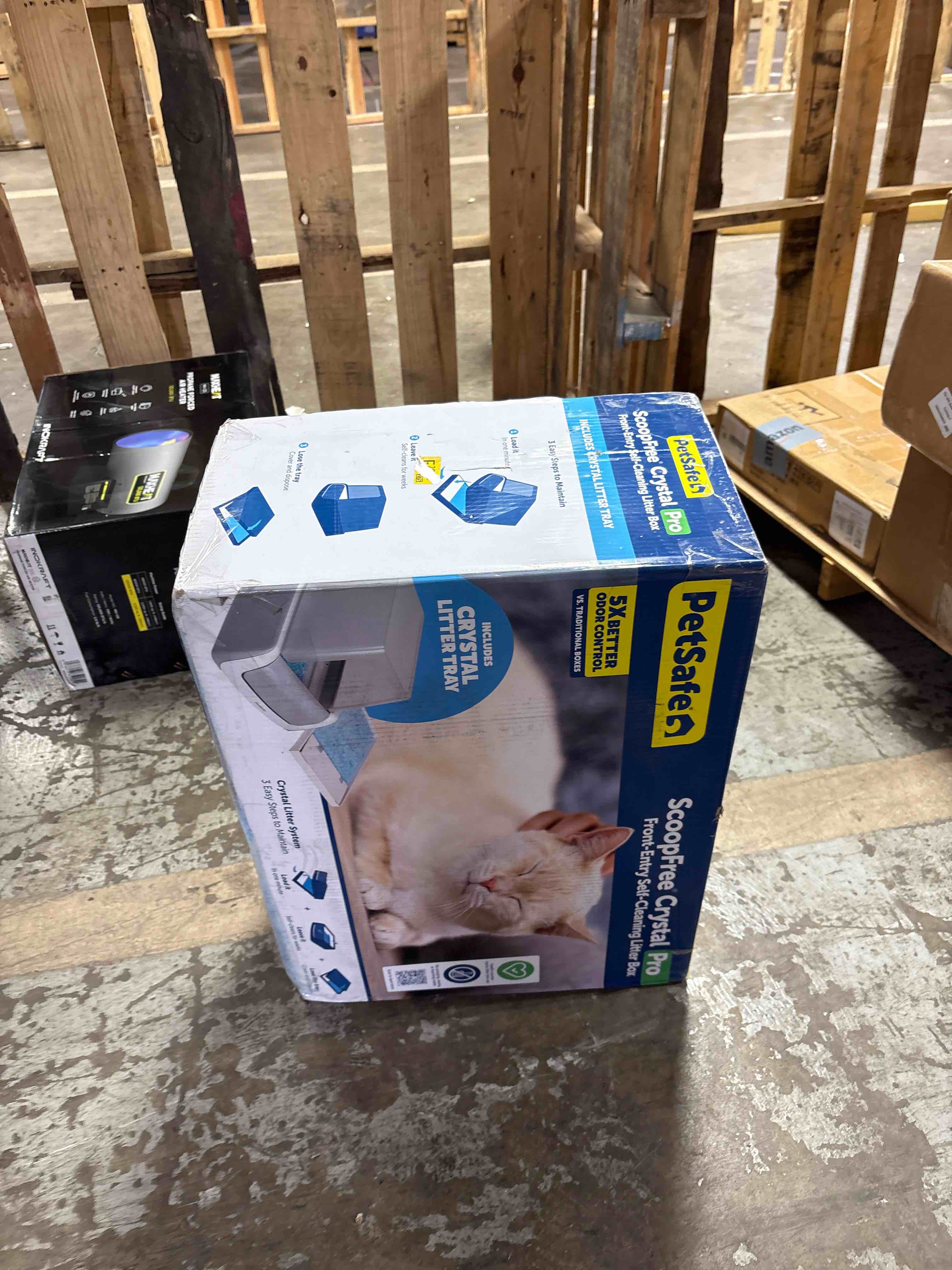 Condition photo showing As Is for PetSafe Legacy ScoopFree Crystal Pro Self-Cleaning Automatic Cat Litter Box - Front-Entry Motion-Sensing Cat Box with Integrated Health Counter - Includes 1 Disposable Crystal Litter Tray Crystal Pro Legacy Litter Box