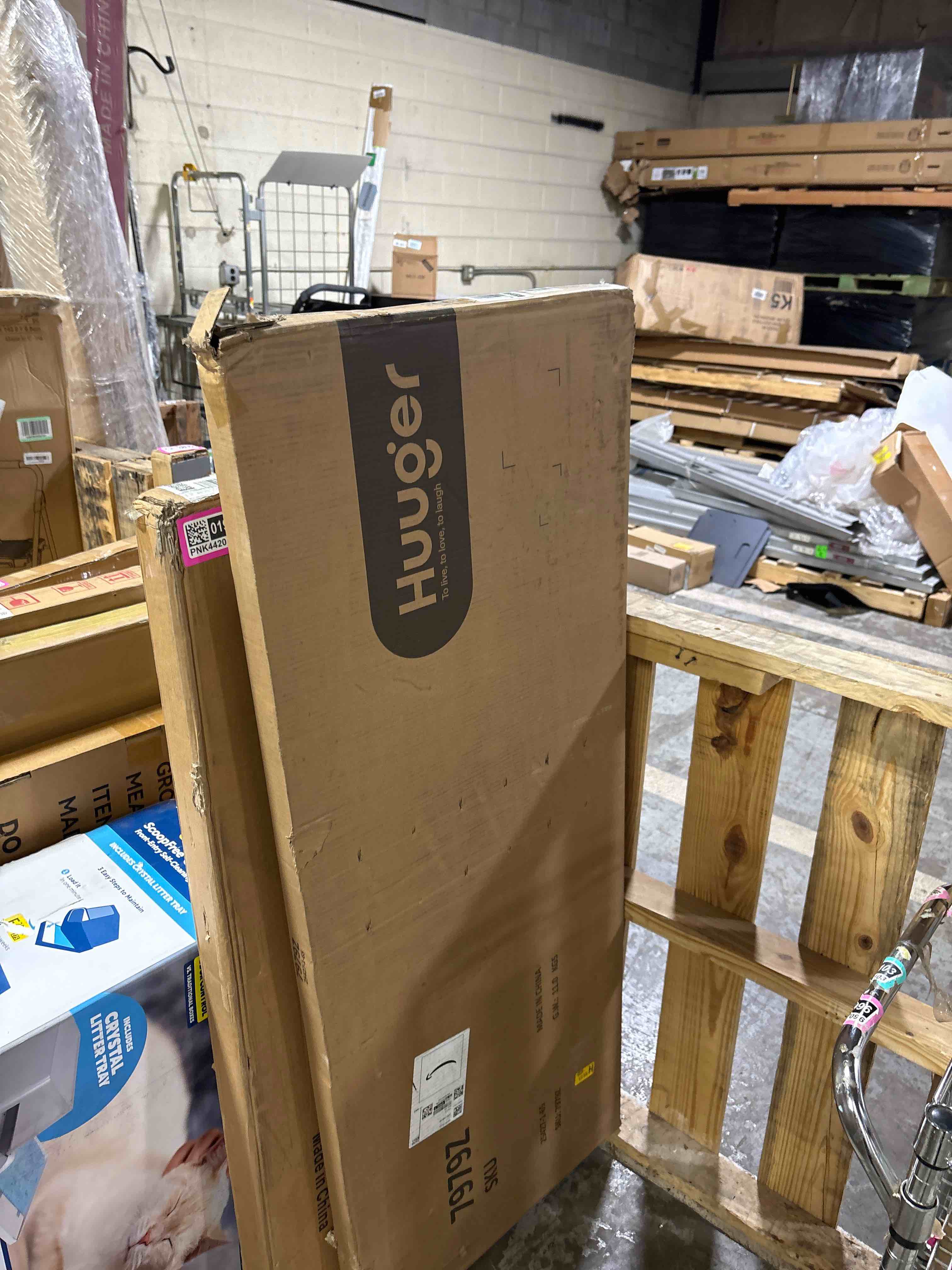 Condition photo showing Good Condition for Huuger Computer Desk, 55 Inch Home Office Desk, Gaming Writing Work from Home Study Desk, Large Legroom, Sturdy Metal Frame, Modern Simple, Rustic Brown Rustic Brown 54inch