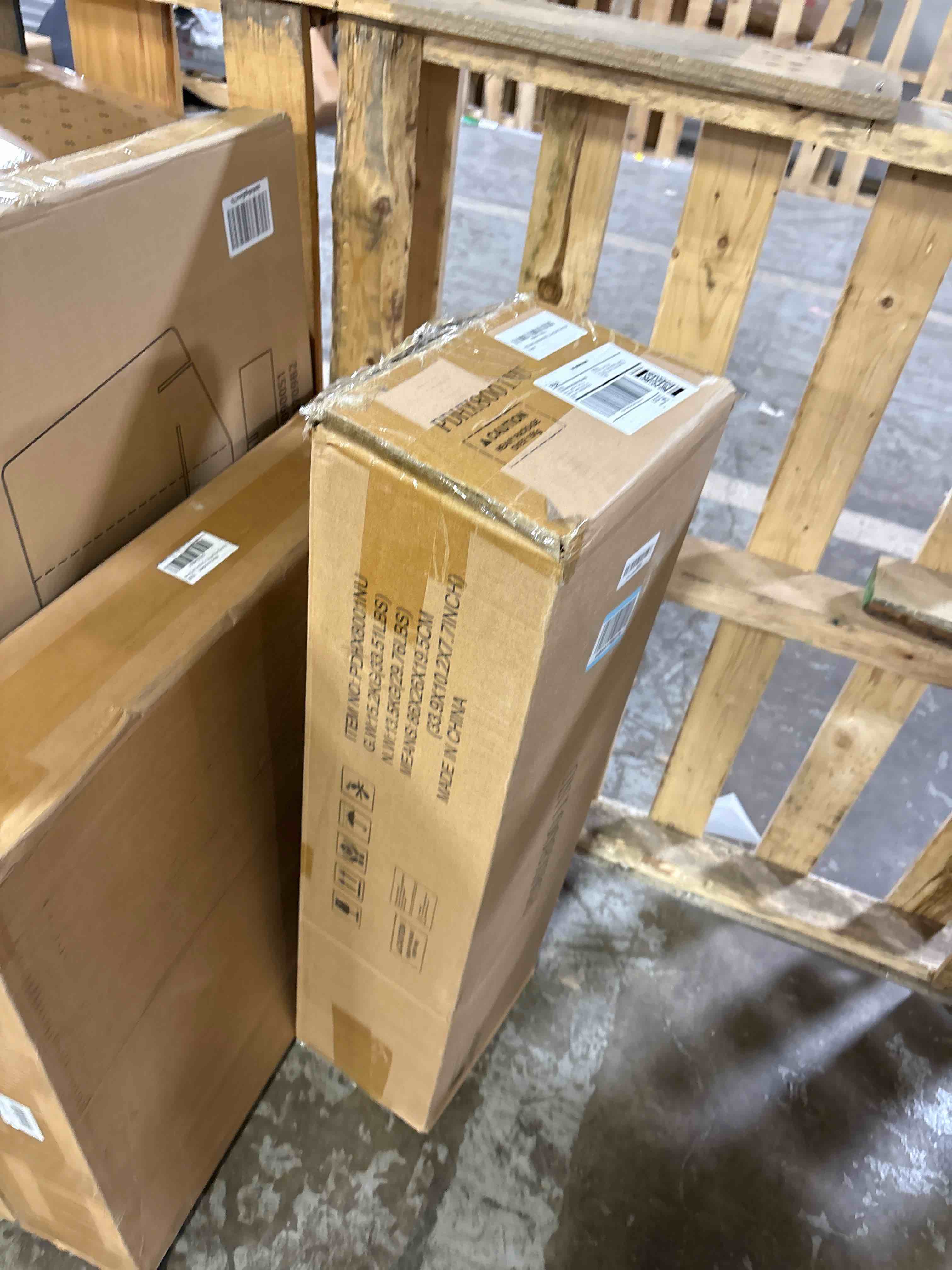 Condition photo showing Good Condition for RUSTOWN Rustic Wood Wall Storage Cabinet with Two Sliding Barn Door, 3-Tier Decorative Farmhouse Vintage Cabinet for Kitchen Dining, Bathroom, Living Room, Rustic Oak