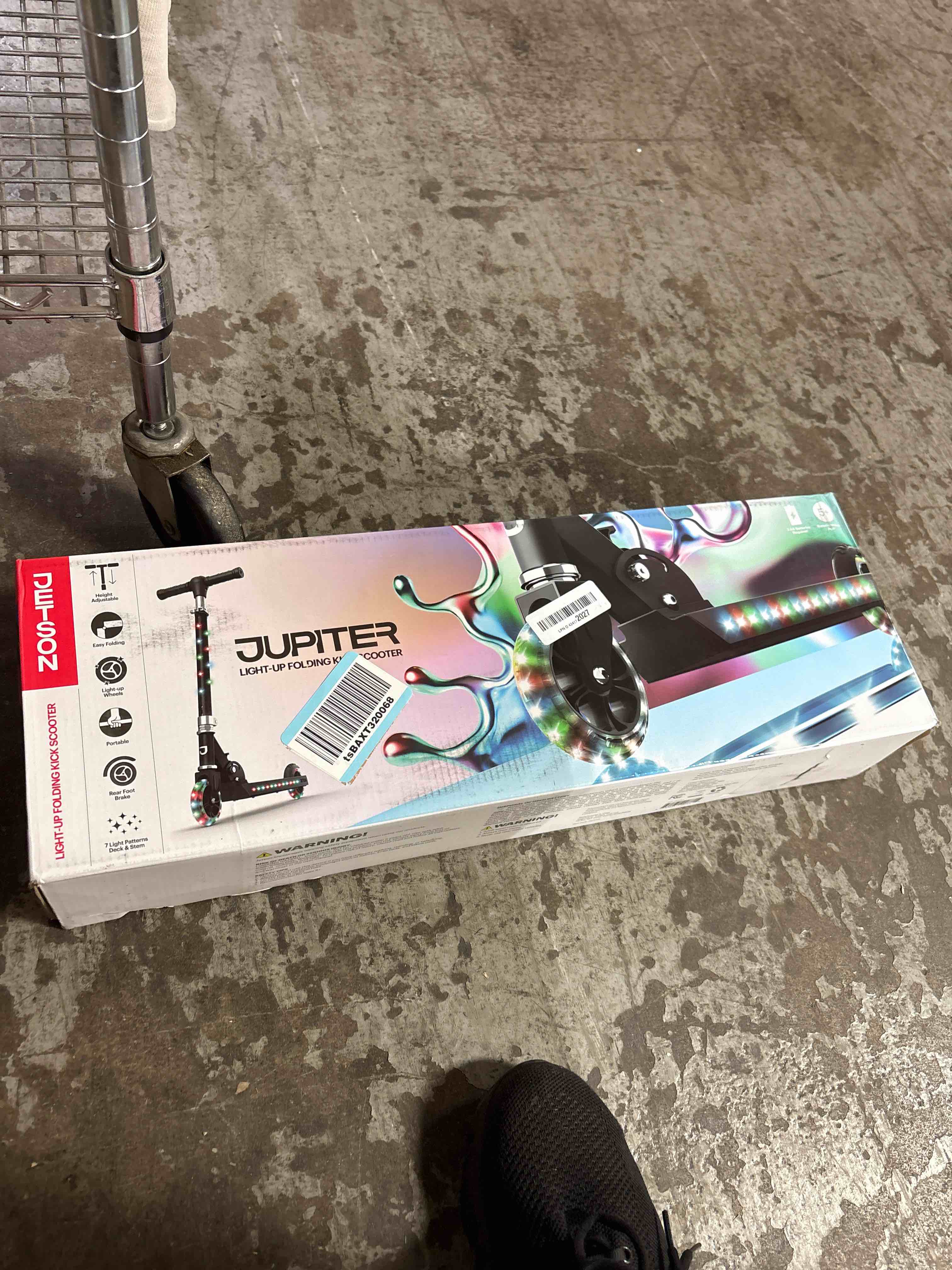 Condition photo showing New/Like New for Jetson Jupiter Kids 2-Wheel Light-Up Kick Scooter, LED Lights on Handlebar, Stem, Wheels & Deck, Adjustable Handlebar, Rear Brake, Easy-Folding Mechanism, Ages 5+ Jupiter Black