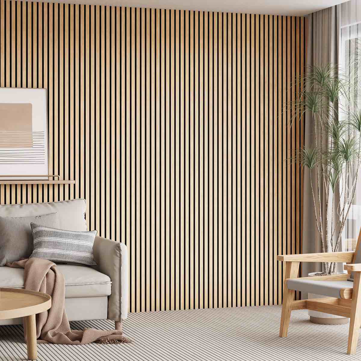 4PC x 106" x 12.6" 3D Acoustic/Sound proof Wood Slat Wall Panels (Set of 4/37.1 sq. ft.) (Set of 4)