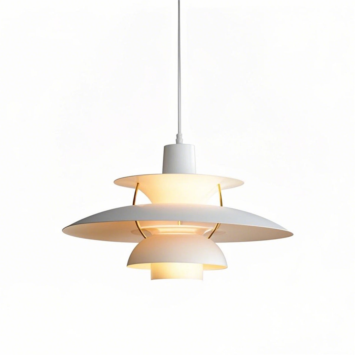 E27 UFO Design Ceiling Pendant Light White D30H25cm Adjustable 1.5 metre Hanging Wire Ceiling Lights for Kitchen Island Living Room Bedroom Dinning Room Lightings