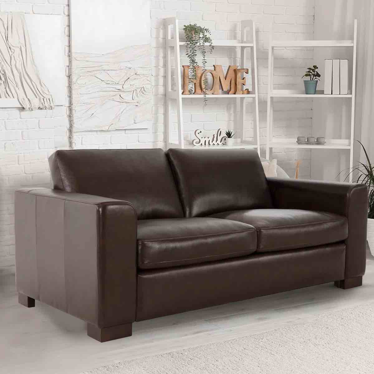 Oversized Genuine Leather Loveseat Sofa – Modern Small Couch for Living Room, Elegant and Comfortable Two-Seater Sofa with Premium Upholstery, Space-Saving Design and Timeless Contemporary Style, Incomplete Carton 2 Only*