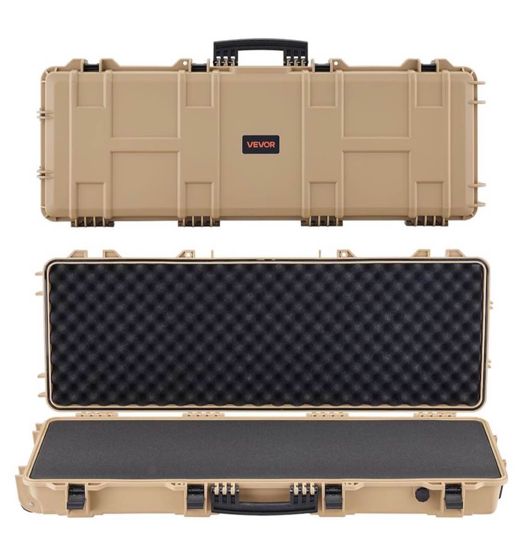 vevor rifle case, rifle hard case with 4 layers fully-protective foams, lockable hard gun case with wheels, ip67 waterproof & crushproof, for rifles or shotguns