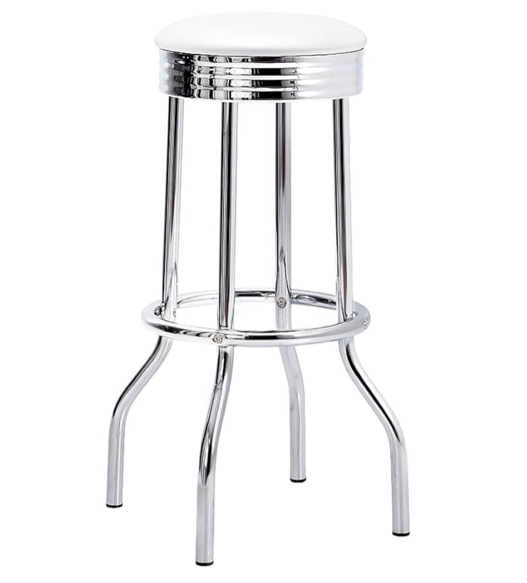 Coaster Home Furnishing Theodore Upholstered Top Bar Stool White and Chrome 