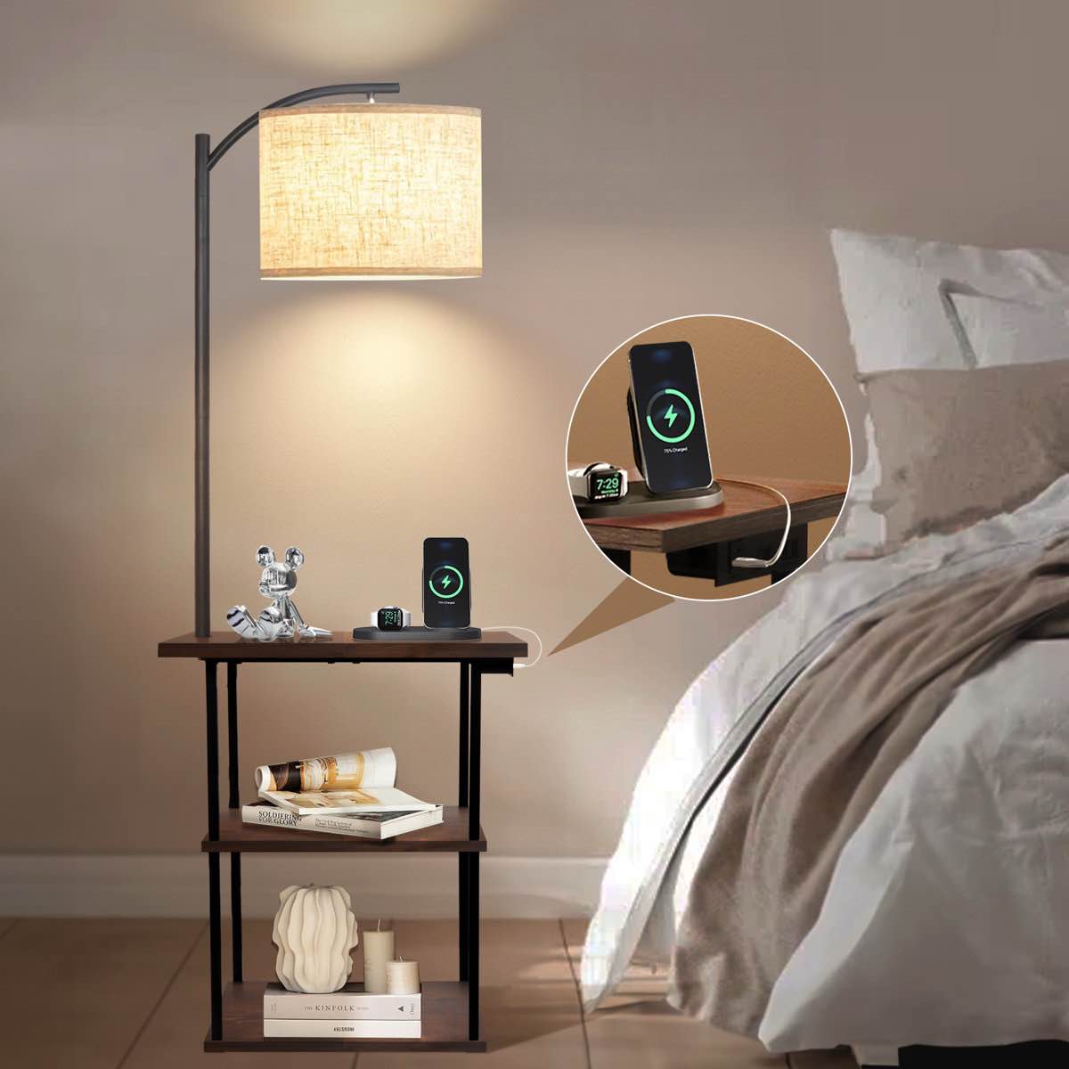 kartrina 59.45'' tray table floor lamp with usb & type-c & ac port
