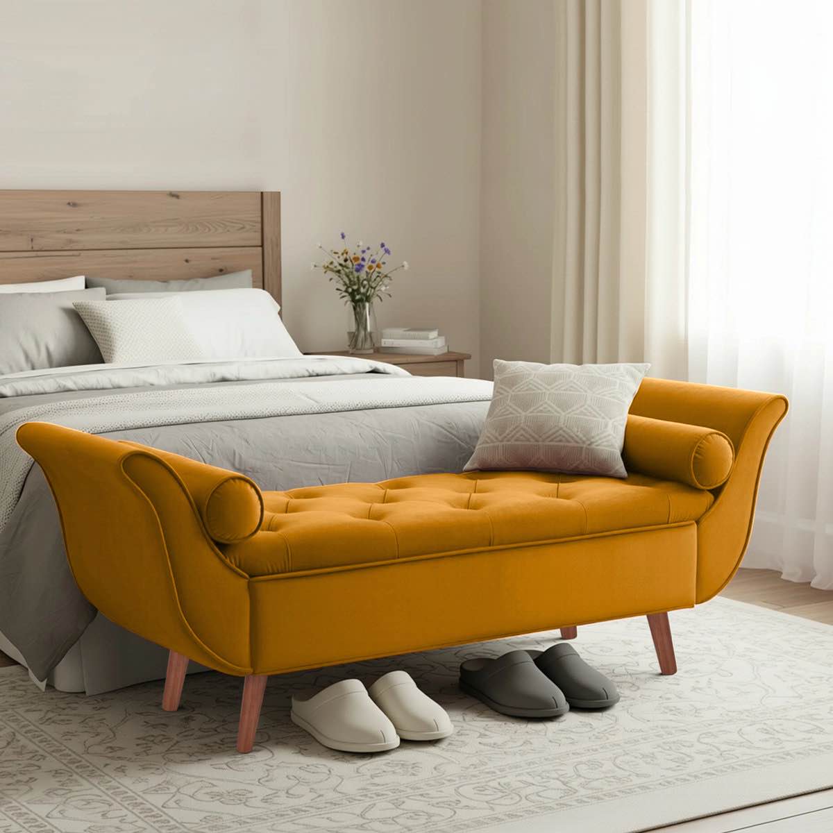 Velvet Upholstered Storage Bench