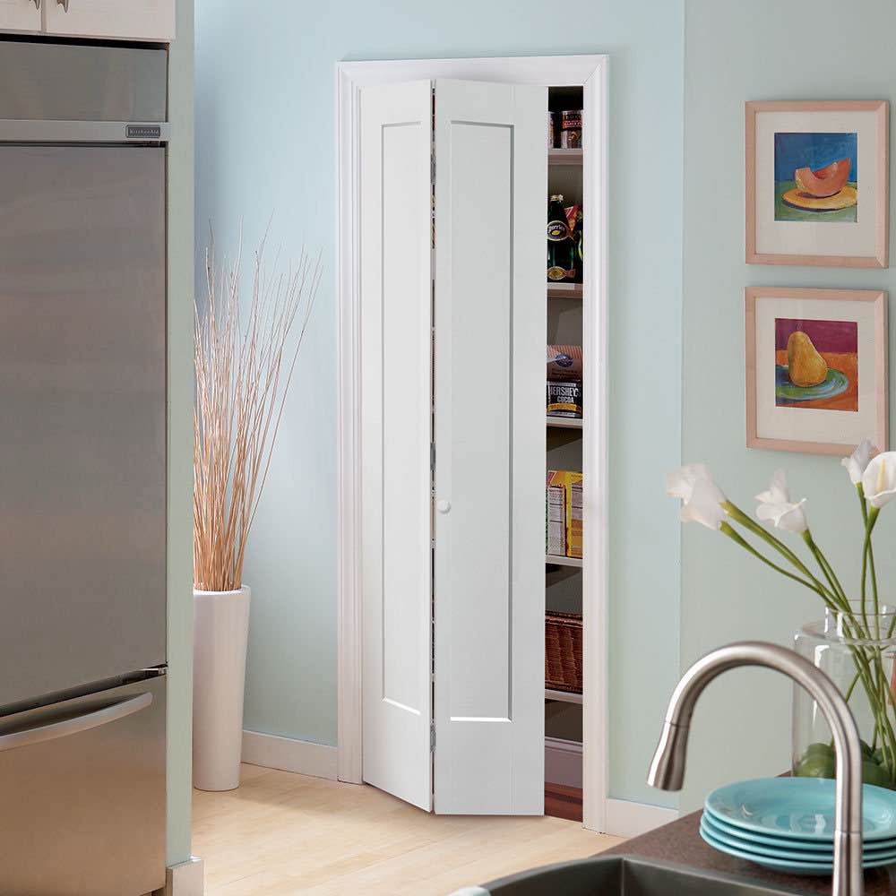 Paneled Manufactured Wood Primed 2-Panel Square Top Interior Bi-Fold Door- 24 x 80