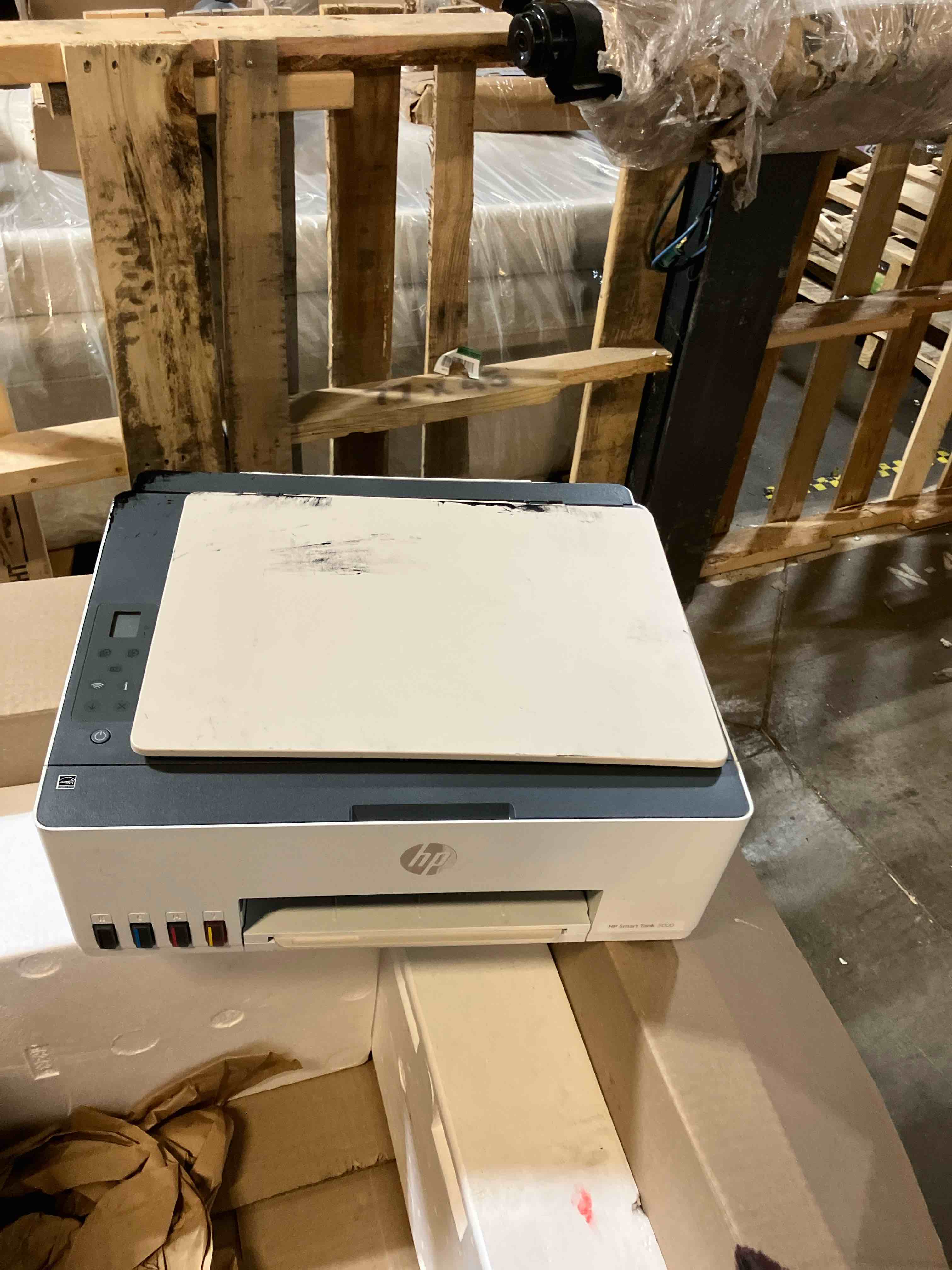 Condition photo showing As Is for HP Smart Tank 5000 Wireless All-in-One Ink Tank Printer, Scanner, Copier with 2 years of ink included, Best-for-home, Cartridge-free, Refillable, AI-enabled (5D1B6A)