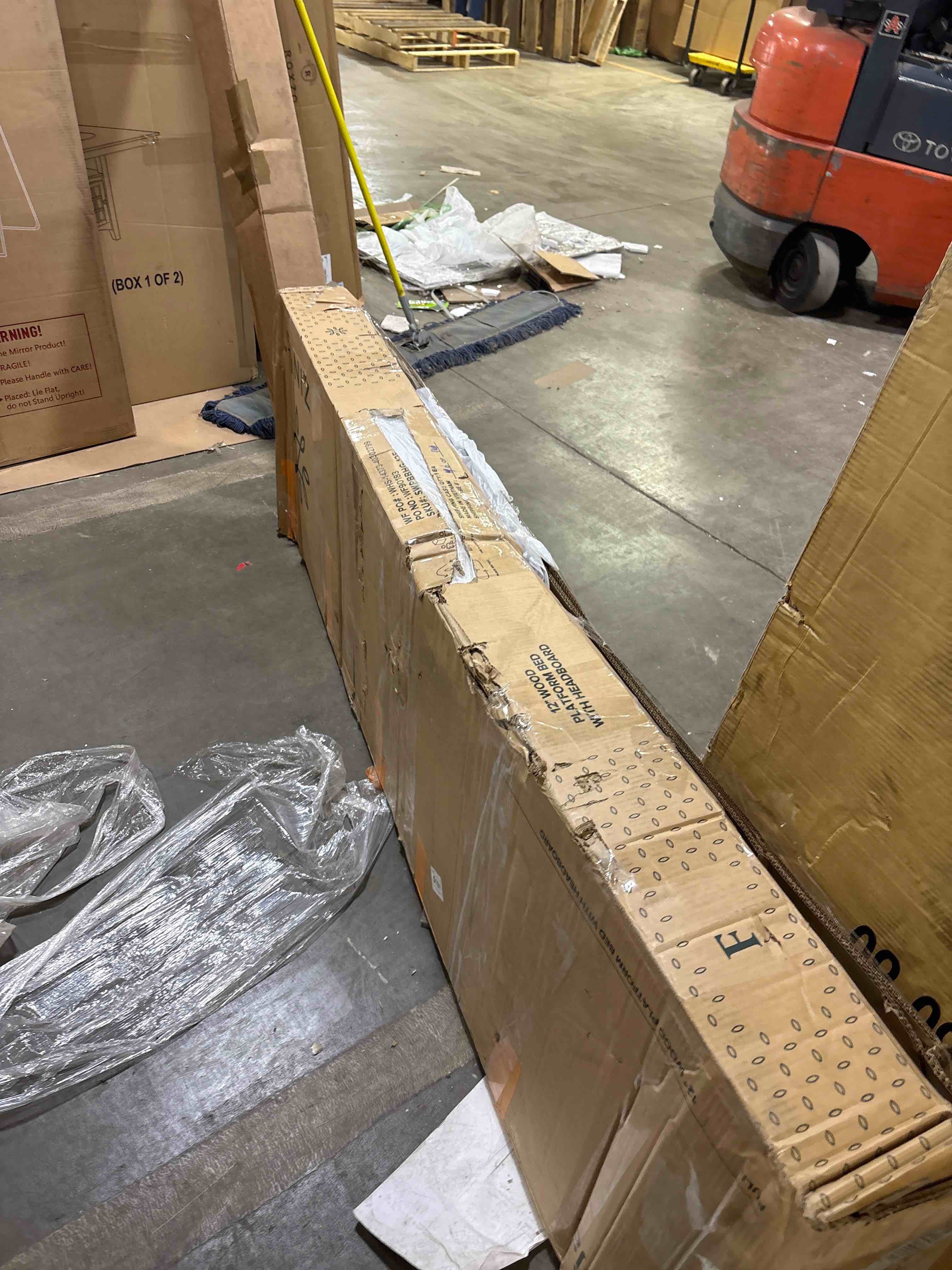 Condition photo showing As Is for Kira Solid Wood Platform Bed Frame By Union Rustic