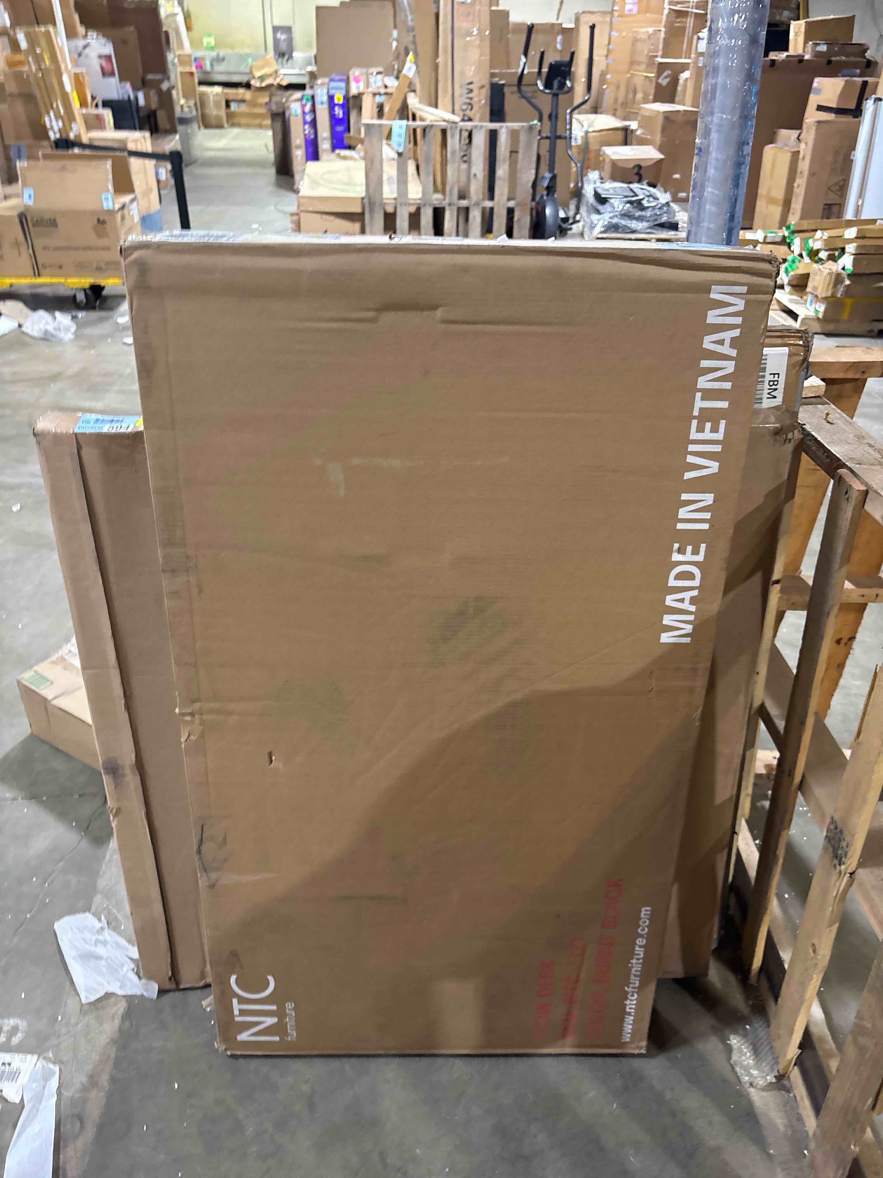 Condition photo showing Good Condition for NTC Flow Modern Wooden Rectangle Desk Table with Hidden Drawer – Waterproof & Heat Resistant, Burnt Black