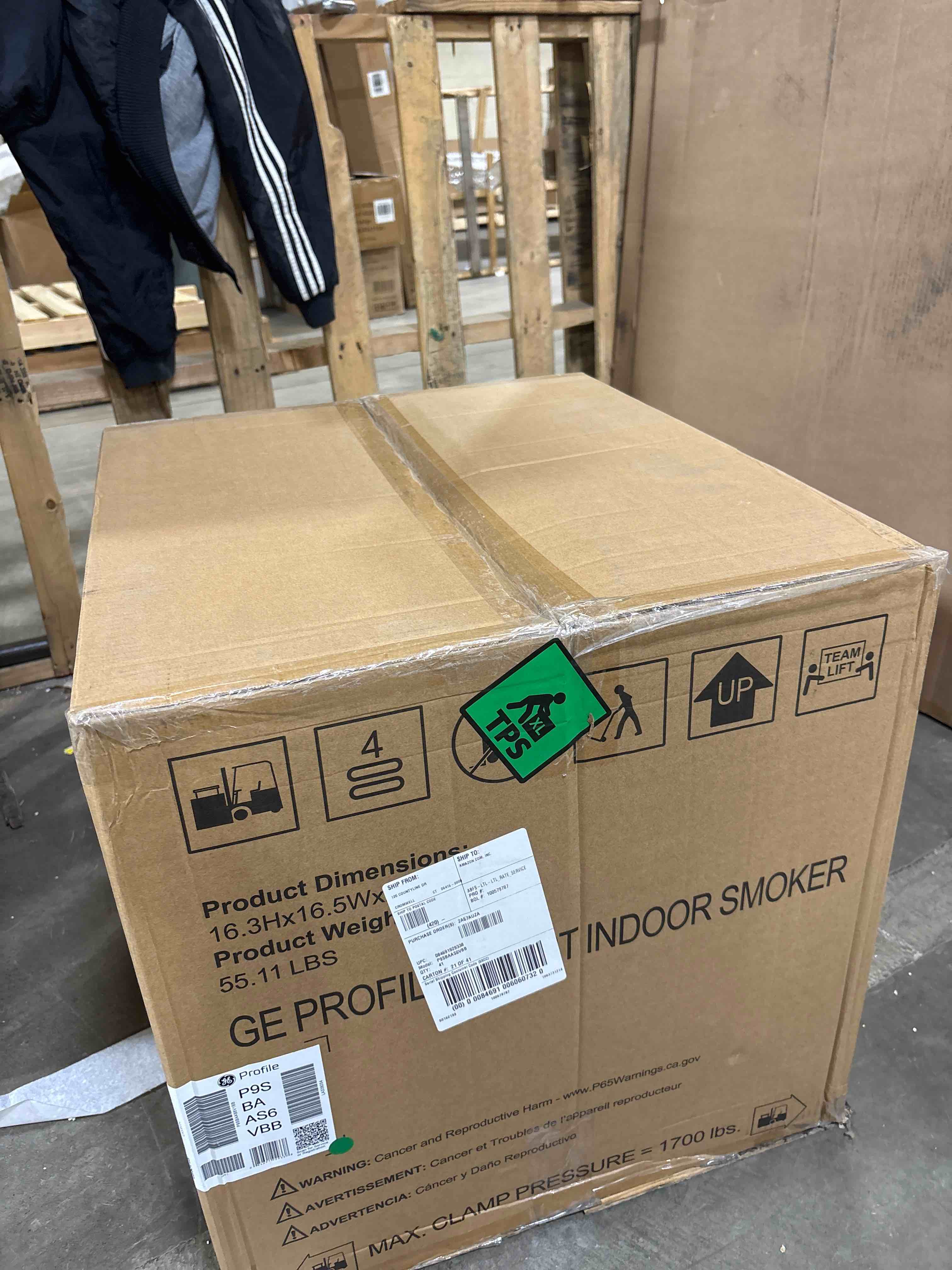 Condition photo showing New/Like New for GE Profile™ Smart Indoor Pellet Smoker, with Active Smoke Filtration, 5 Smoke Control Settings, WiFi Connected, Electric, Countertop BBQ Appliance, Black