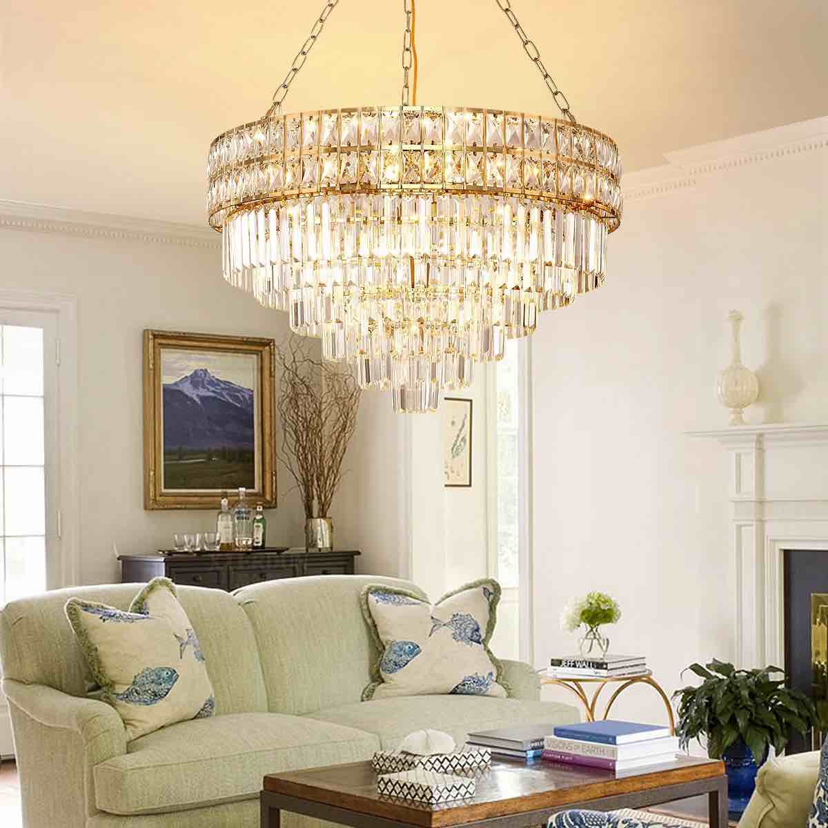 Condition photo showing New/Like New for Imma Crystal Empire Chandelier with Crystal Accents By Mercer41