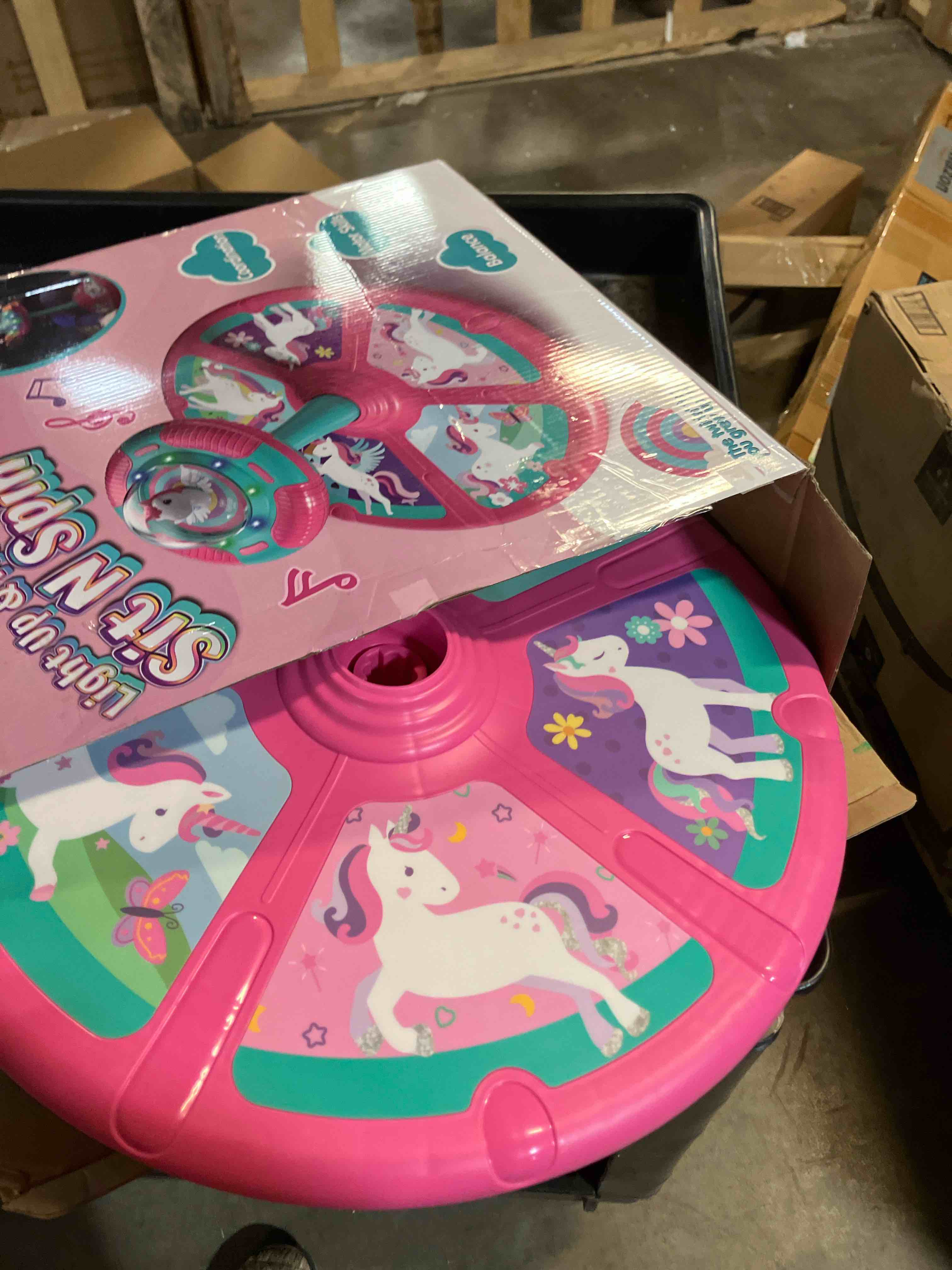 Condition photo showing Good Condition for Lehoo Castle Unicorn Sit and Spin Toys for Toddlers 1-3 Girls, Toddler Sit n Spin with Lights and Music, 360°Spinning Seat for Body Balance Training, Sensory Toys Birthday Gift for Kids 2-4