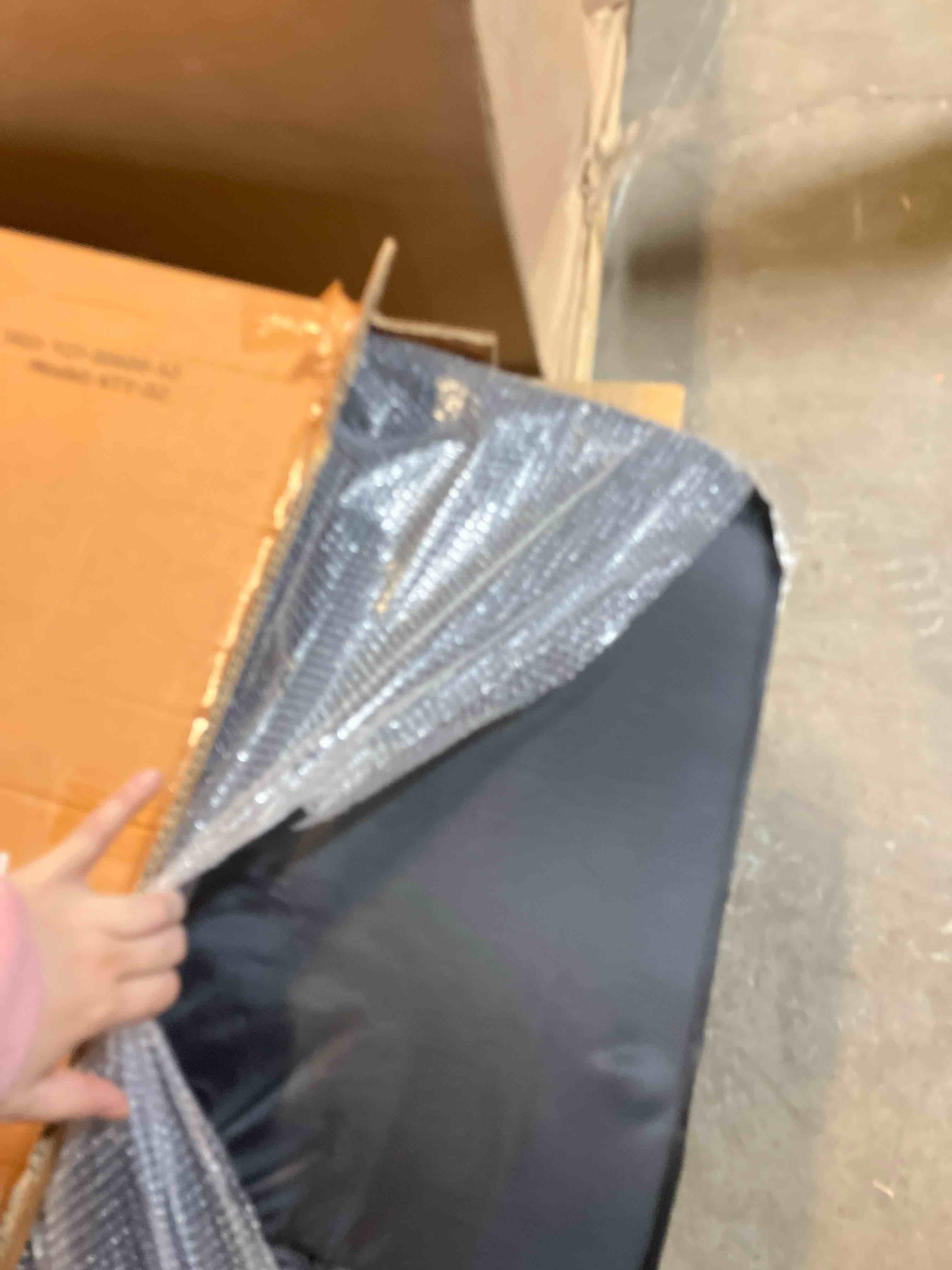 Condition photo showing New/Like New for Stadium Seats - Bleacher Cushion with Padded Back Support and Armrests - 6 Reclining Positions Folding Stadium Chair with Carry Straps for Sports, Concerts, Camping, or Beach by Home-Complete