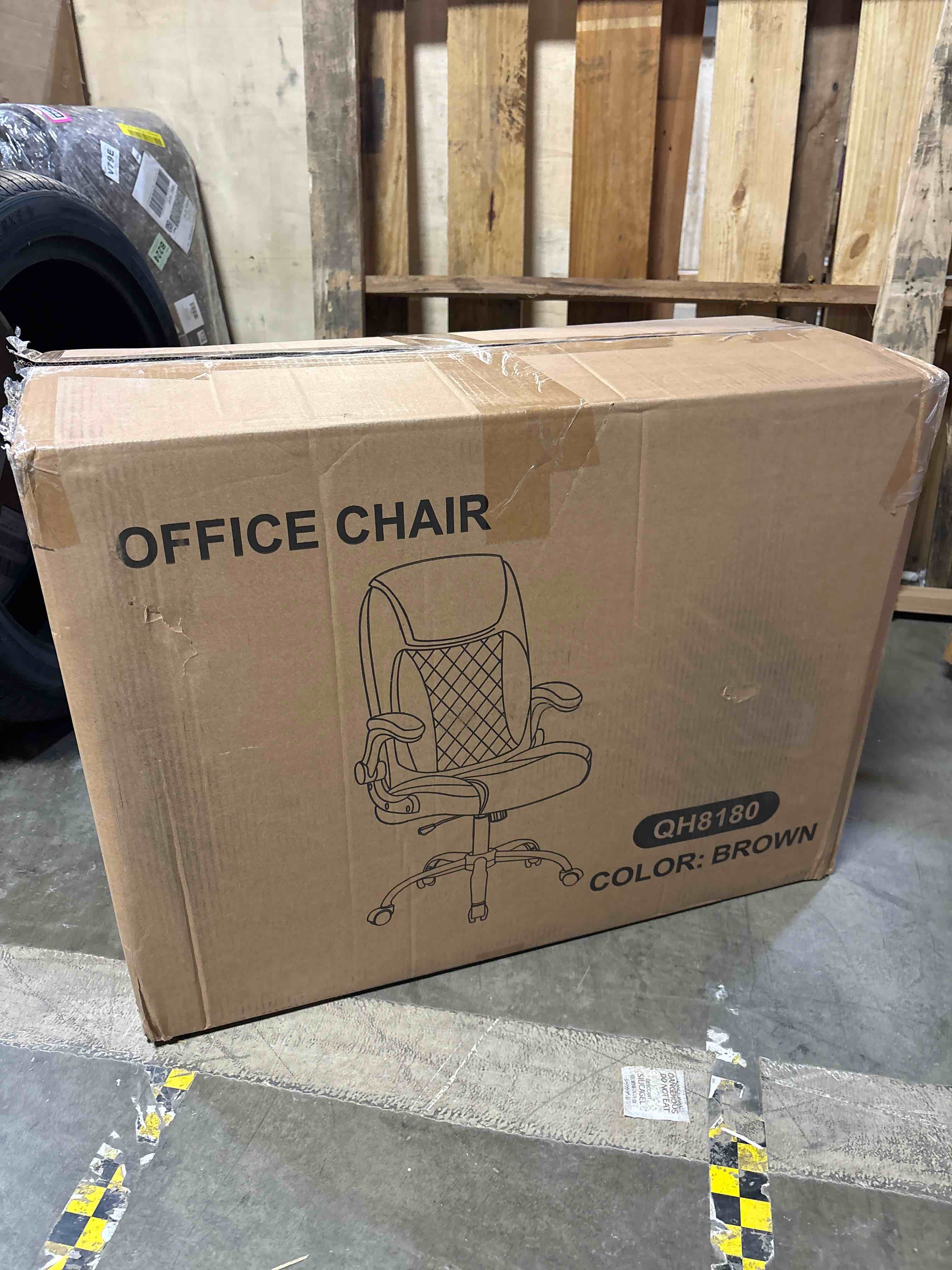 Condition photo showing New/Like New for Leather Office Chair, PU Home Computer Desk Chairs with Ergonomic Back Support, 360°Swivel Free?Small Gmaing Chair with Wheels and Adjustable Armrests, for Short People Use, Brown MP245 Brown