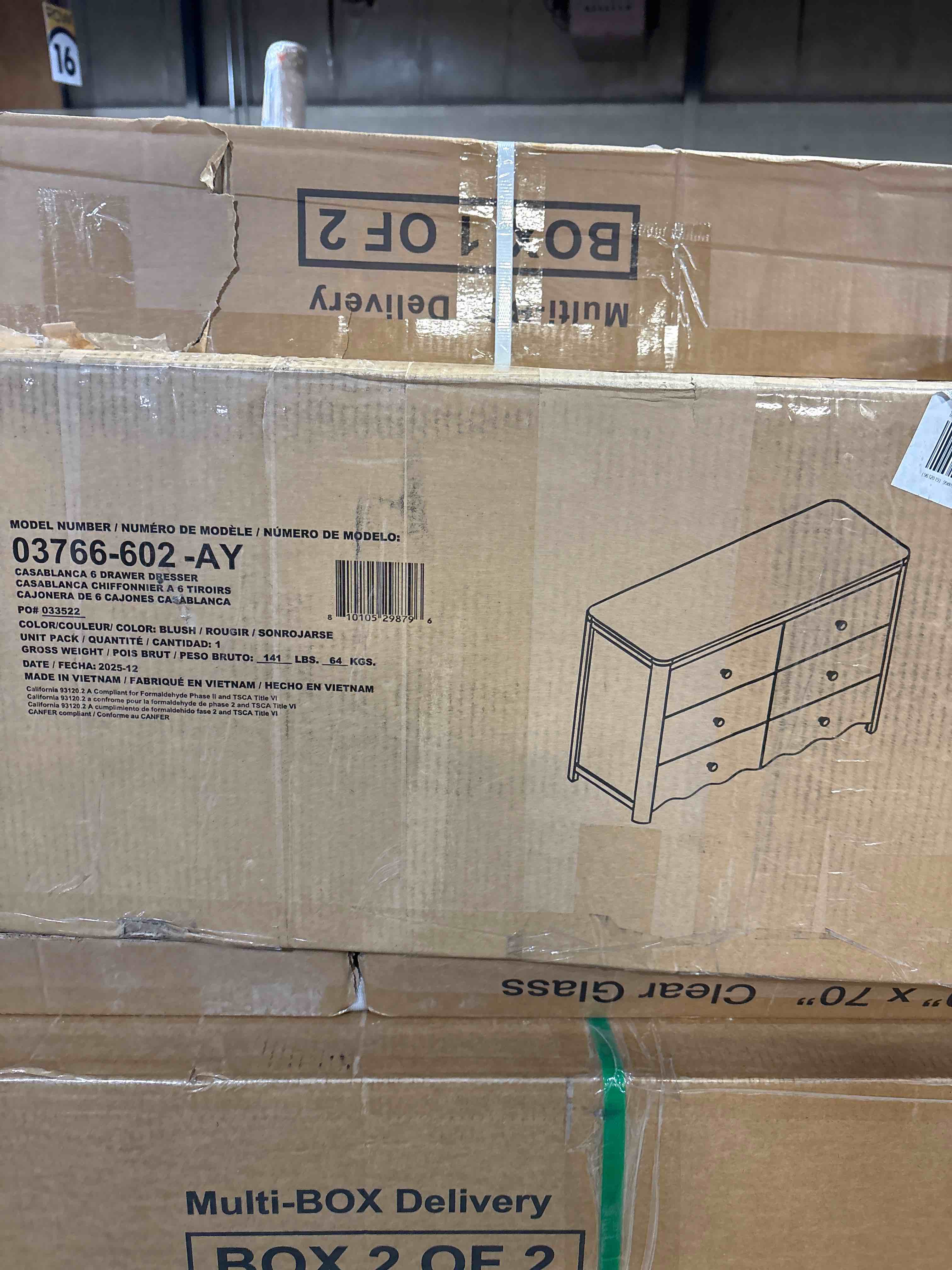 Condition photo showing New/Like New for Casablanca Blush 6 Drawer 48.11 in. Wide Dresser