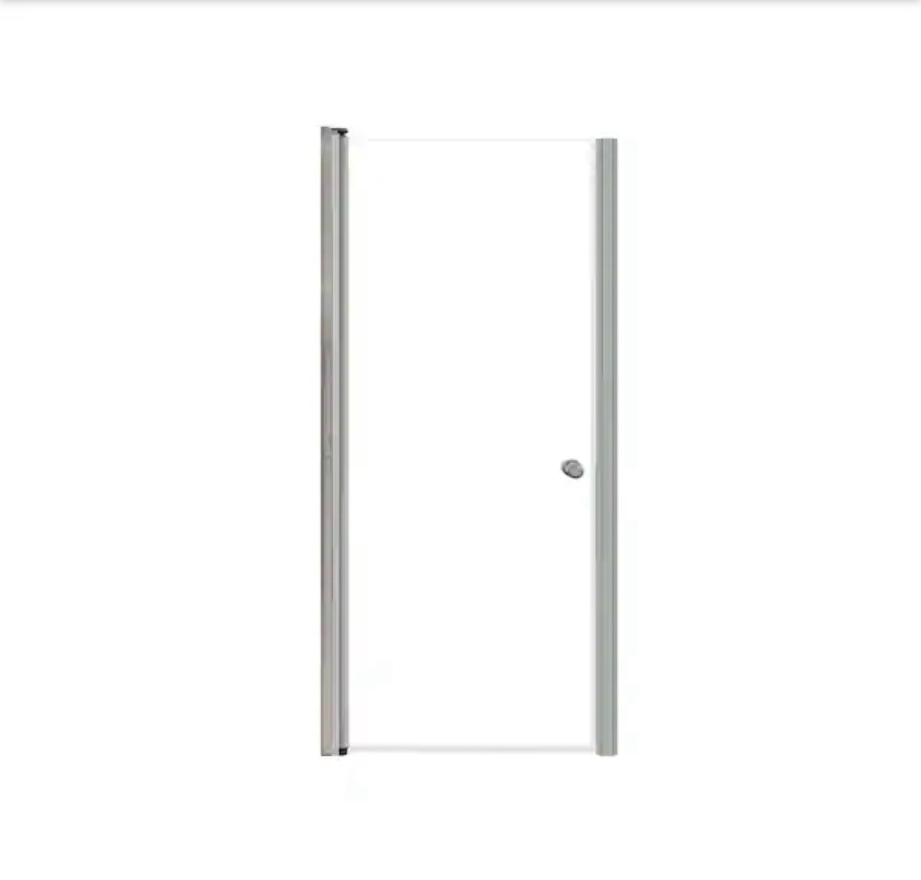 Condition photo showing New/Like New for Lydia 30 in. W x 70 in. H Pivot Frameless Shower Door in Brushed Silver with Clear Glass by Samuel Mueller