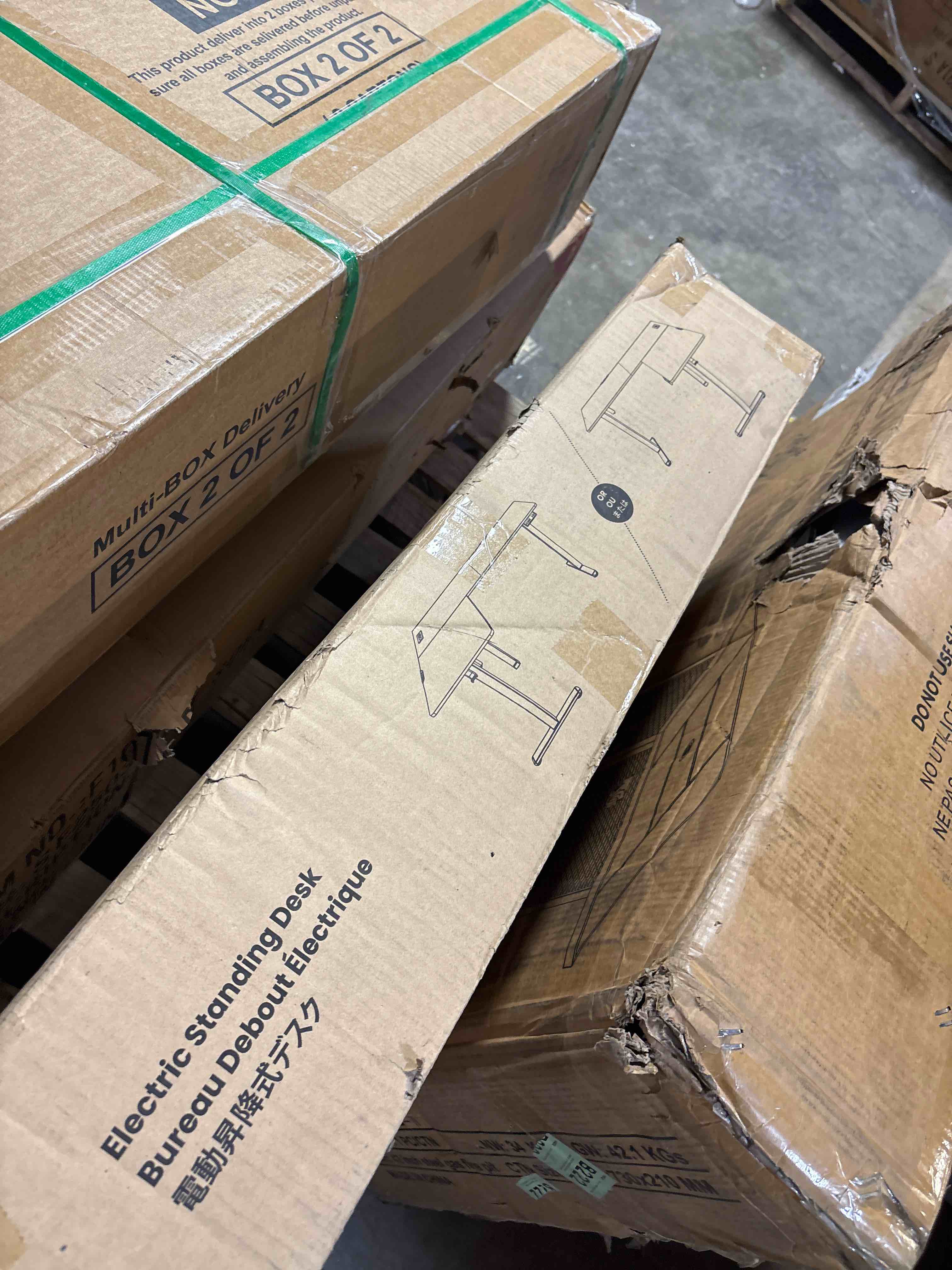 Condition photo showing New/Like New for Marsail Standing Desk Adjustable Height with 4-in 1 Electical Outlet, L Shaped Electric Standing Desk with Headphone Hook, Stand up Desk for Home Office Sturdy Writing Workstation, Black