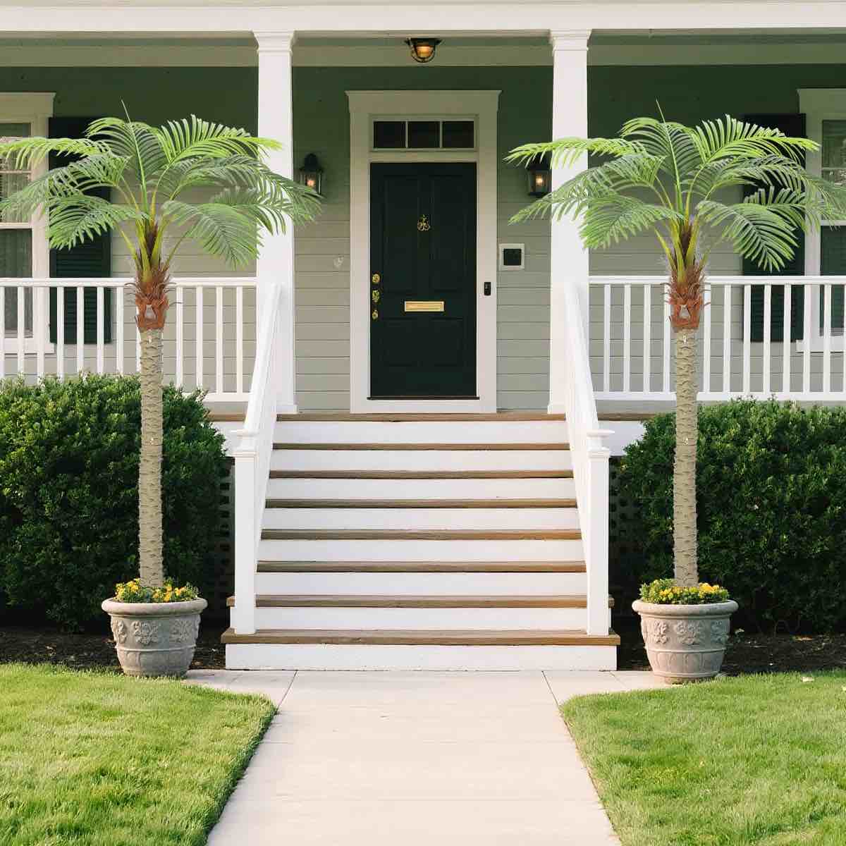 Condition photo showing New/Like New for 2 Pcs 8FT Artificial Palm Trees, UV Resistant Fake Plants w/PE Leaves for Indoor/Outdoor By Primrue