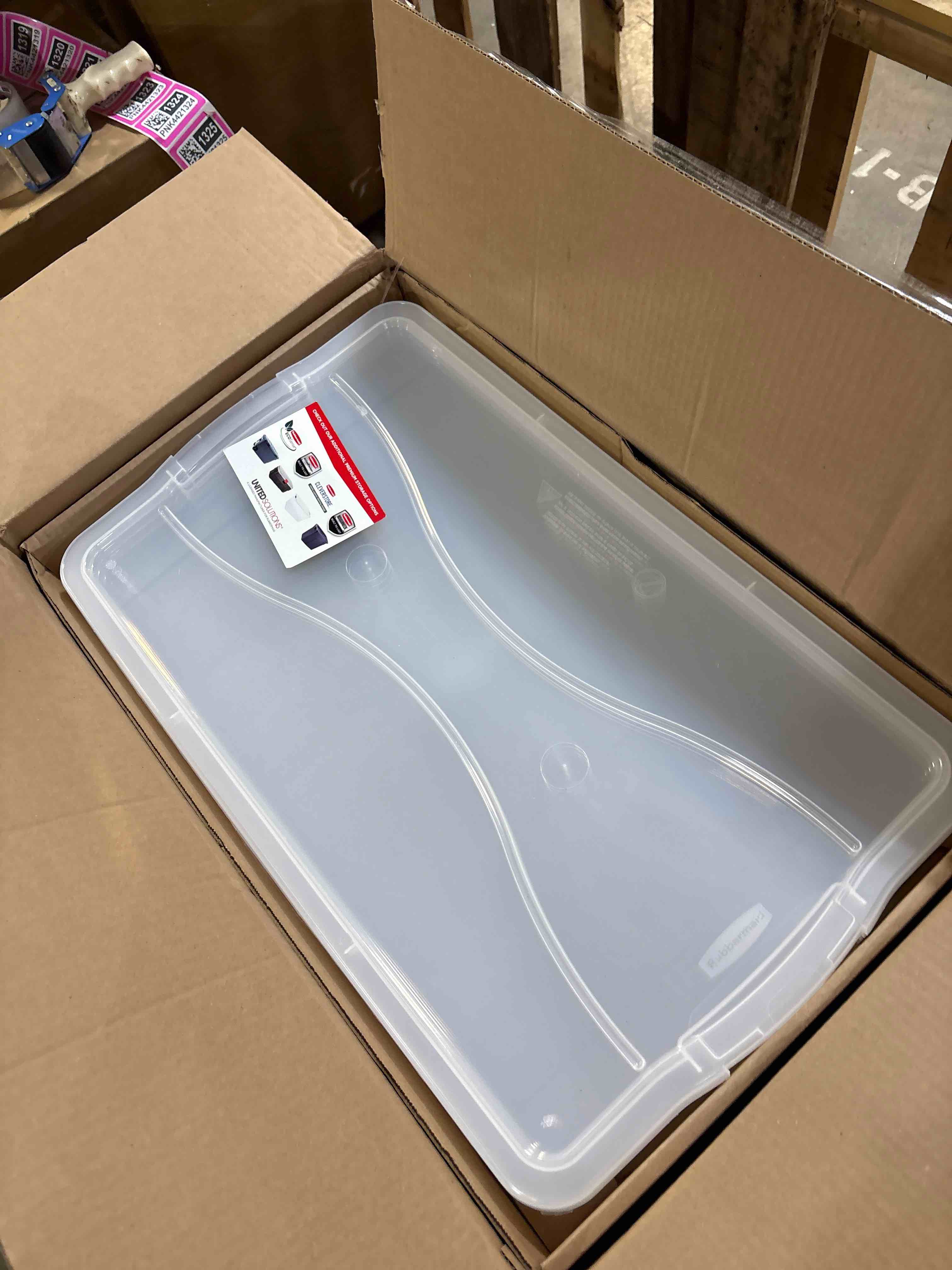 Condition photo showing Good Condition for Rubbermaid Cleverstore 95 Qt Clear Storage Bins with Lids, 4-Pack, Stackable, BPA-Free, Made in USA 95 Qt - 4 Pack