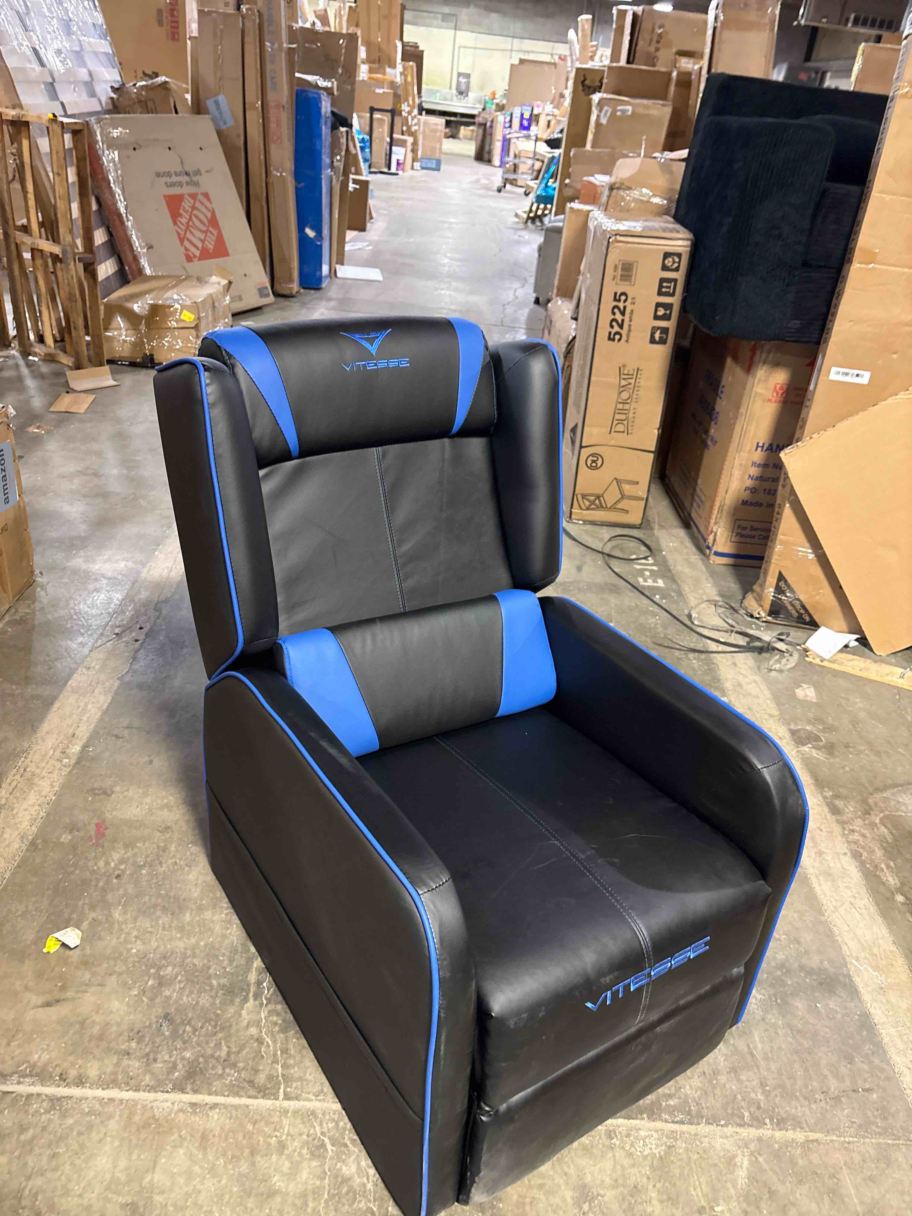 Condition photo showing New/Like New for VITESSE VIT Gaming Recliner Chair Racing Style Single PU Leather Sofa Modern Living Room Recliners Ergonomic Comfortable Home Theater Seating, Blue.