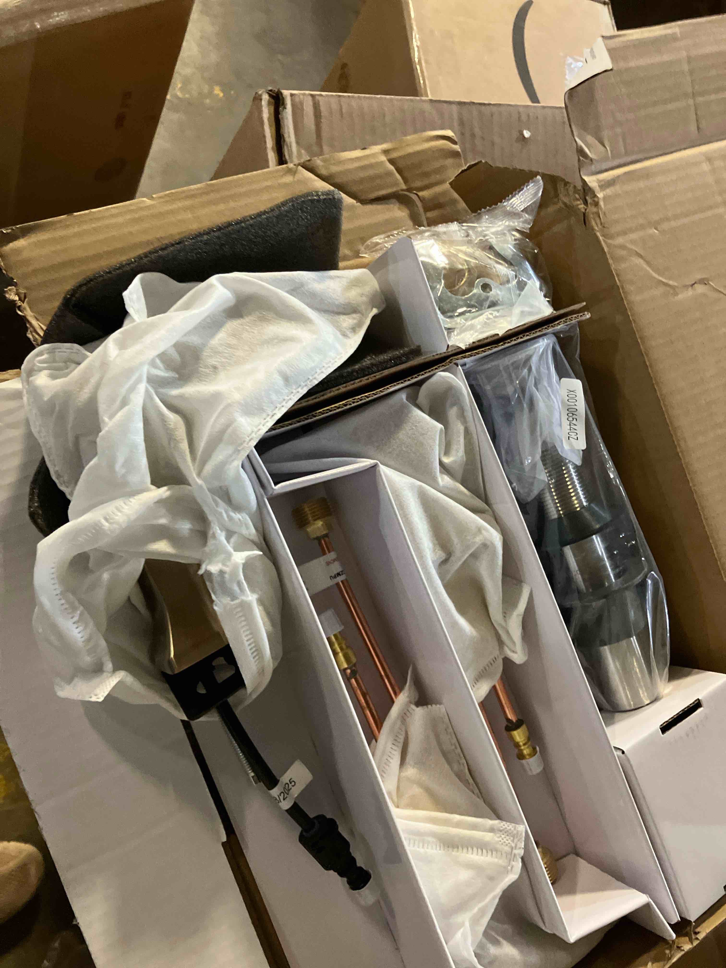 Condition photo showing New/Like New for Velum Gold 8 in. Widespread Double Handle Bathroom Faucet with Drain Kit Included in Champagne Bronze