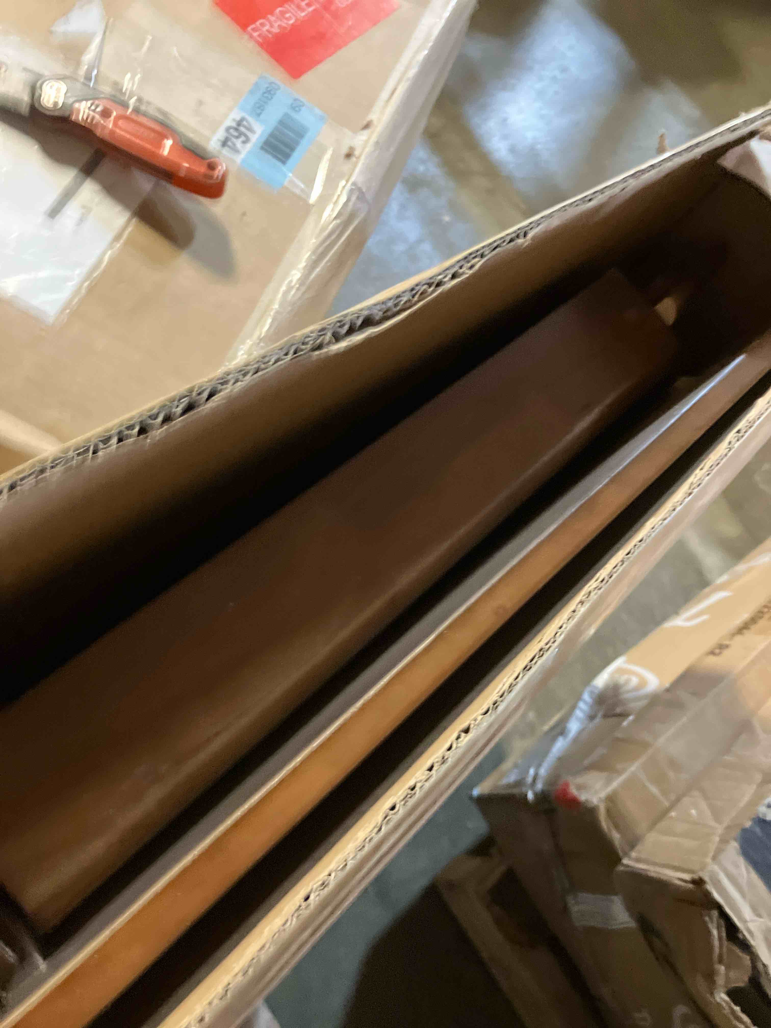 Condition photo showing Good Condition for Wood Writing Desk with 2 Drawer,Home Office Desk for Small Spaces Study Desk PC Table Workstation (Walnut, 39.4x23.6x29.5) 39.4x23.6x29.5 Walnut