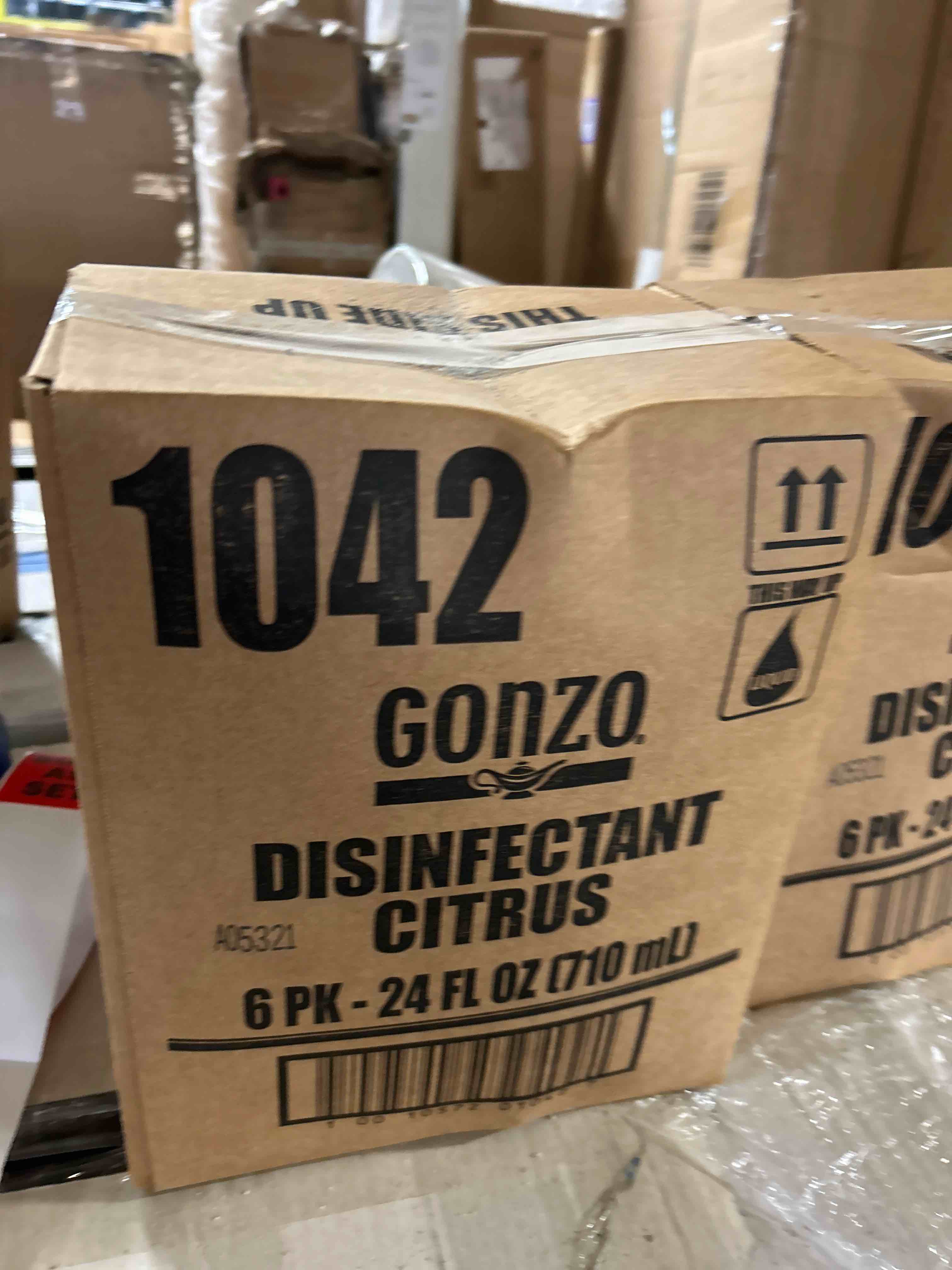 Condition photo showing New/Like New for gonzo disinfectant spray & multipurpose cleaner - 24 ounce (2 pack) citrus - odor eliminator, disinfectant, flood fire water damage restoration(6 pk)