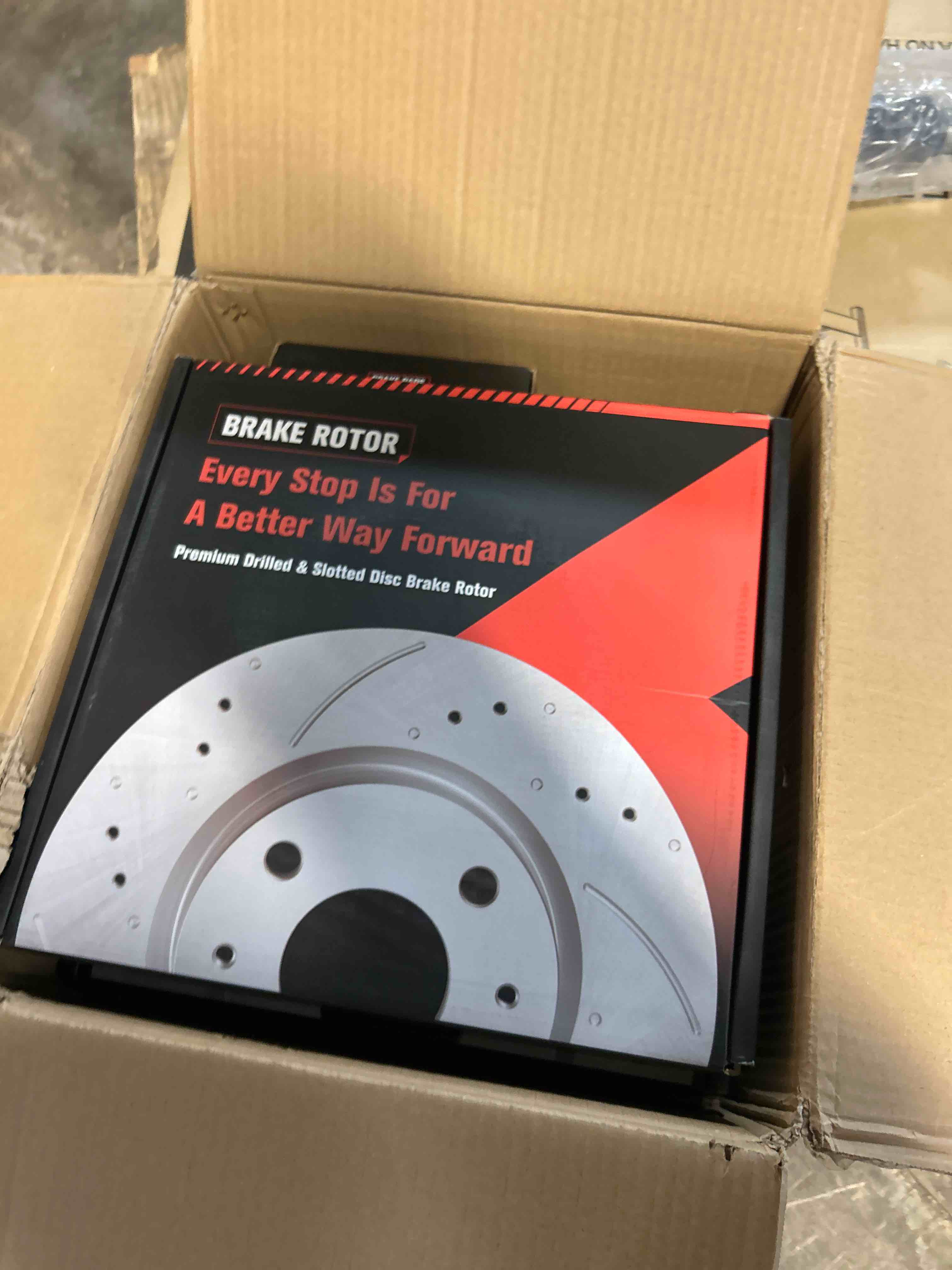 Condition photo showing New/Like New for a-premium 11.57 inch (294mm) front drilled and slotted disc brake rotors compatible with select mini models - cooper countryman 2011-2016, cooper paceman 2013-2016, 2-pc set