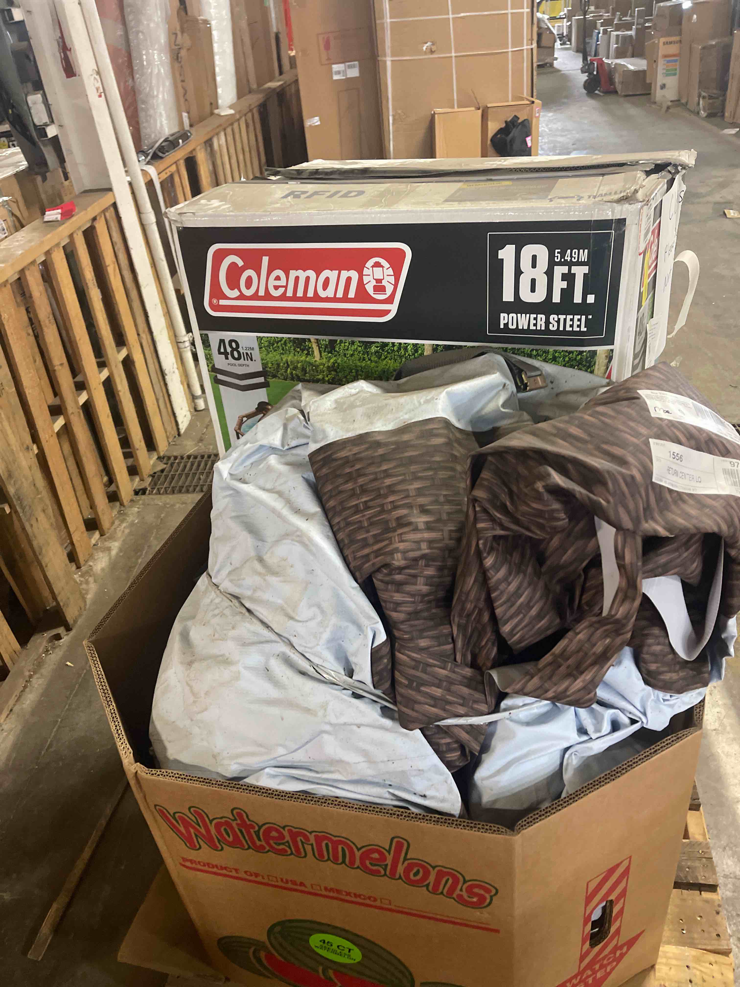 Condition photo showing Good Condition for coleman power steel 18 ft. x 48 in. round metal frame above ground pool set