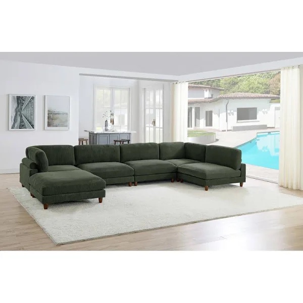 Espinosa 6 - Piece Slipcovered Corduroy Sectional (only ottoman )