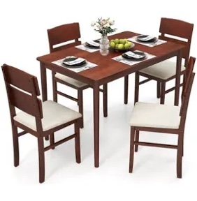 5 - Piece Dining Table Set for 4 Farmhouse Wooden Table 