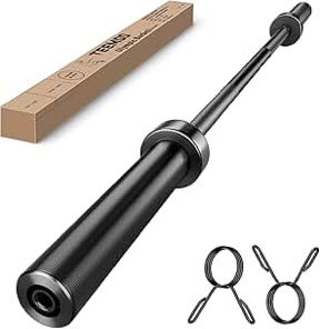 teemoo olympic barbell bar, 57" barbell bar with 2 spring collars, strength training bars, bench pre