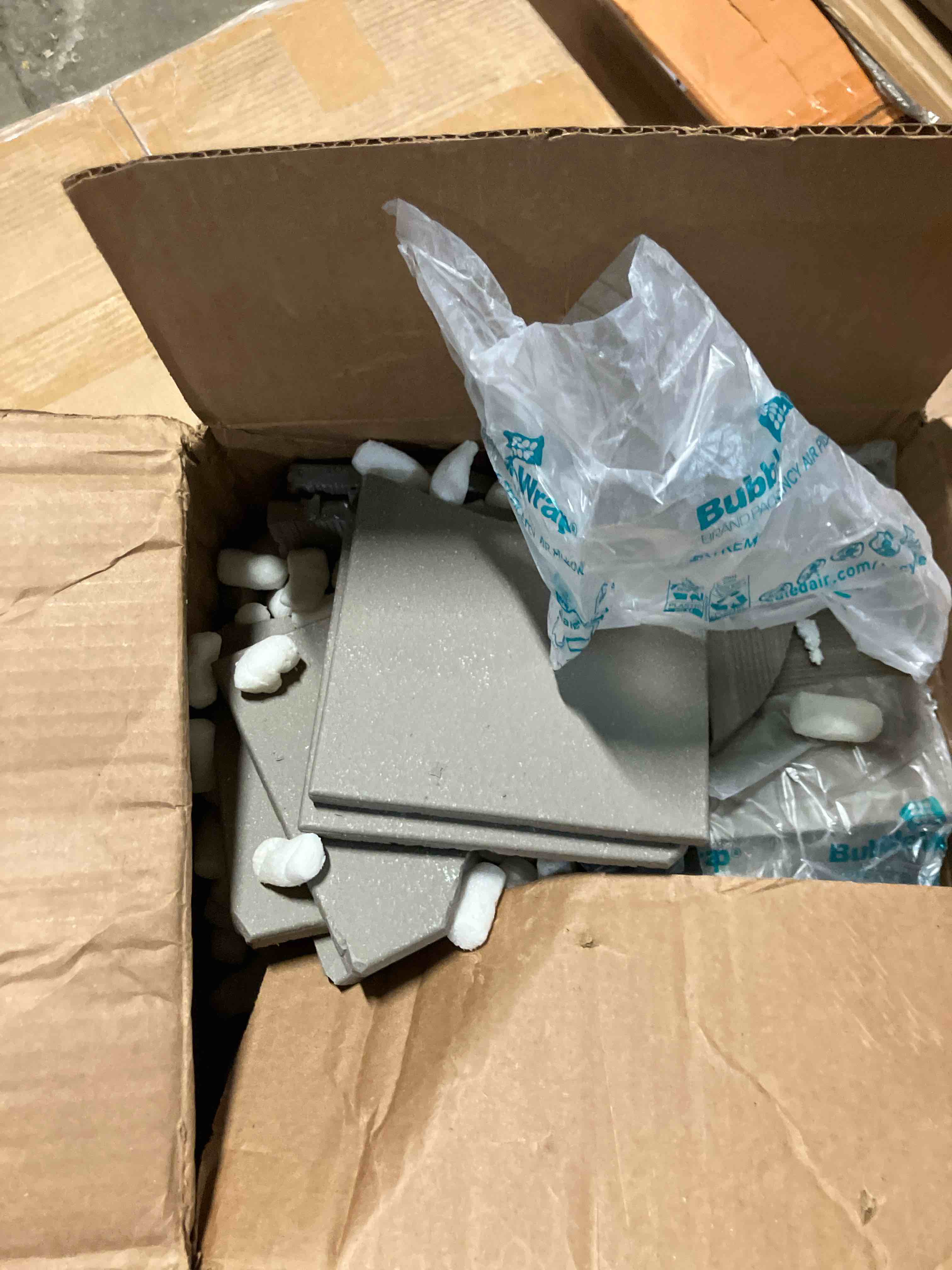 Condition photo showing As Is for 6 in ceramic tile 6x6 beige bone almond daltile color 0135 subway square 6 x 6 inch gloss 10 piece box (some tiles broken)