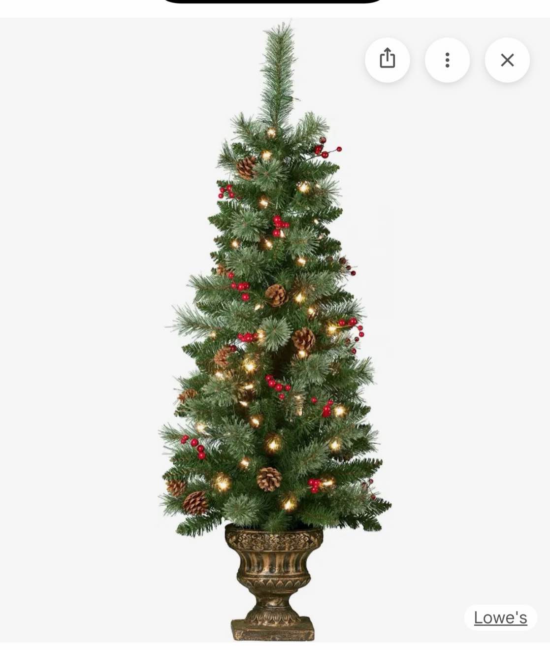 4FT Pre-Lit Artificial Christmas Tree, Hinged Green Fir Christmas Tre  