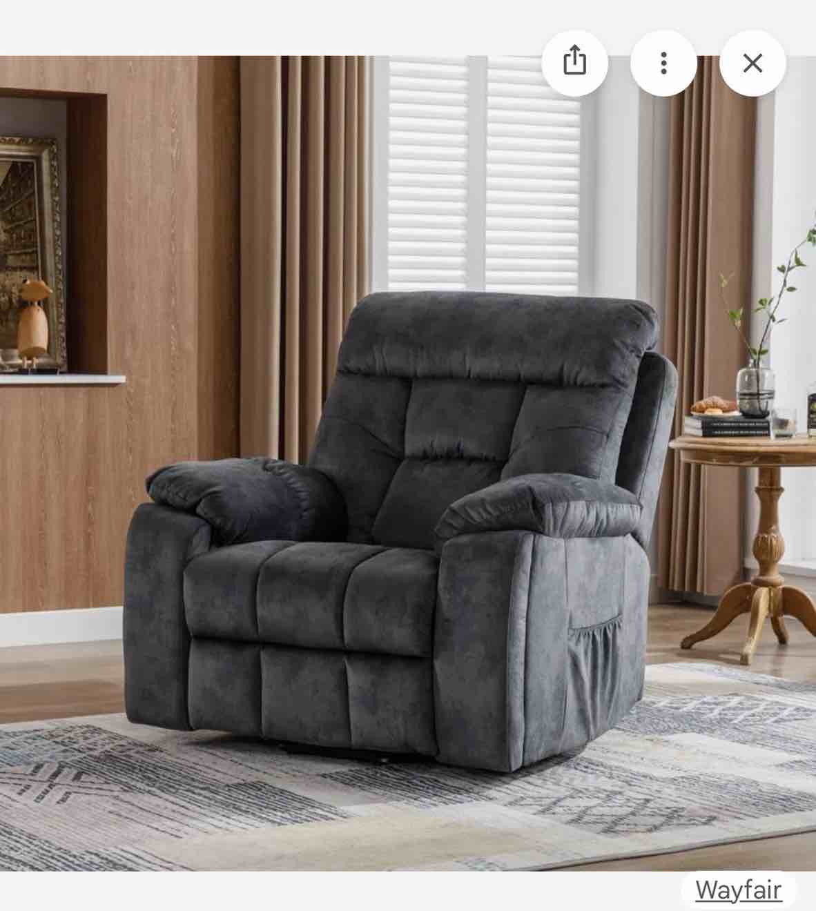 42.7" wide oversize microfiber lift assist reclining chair with massage 