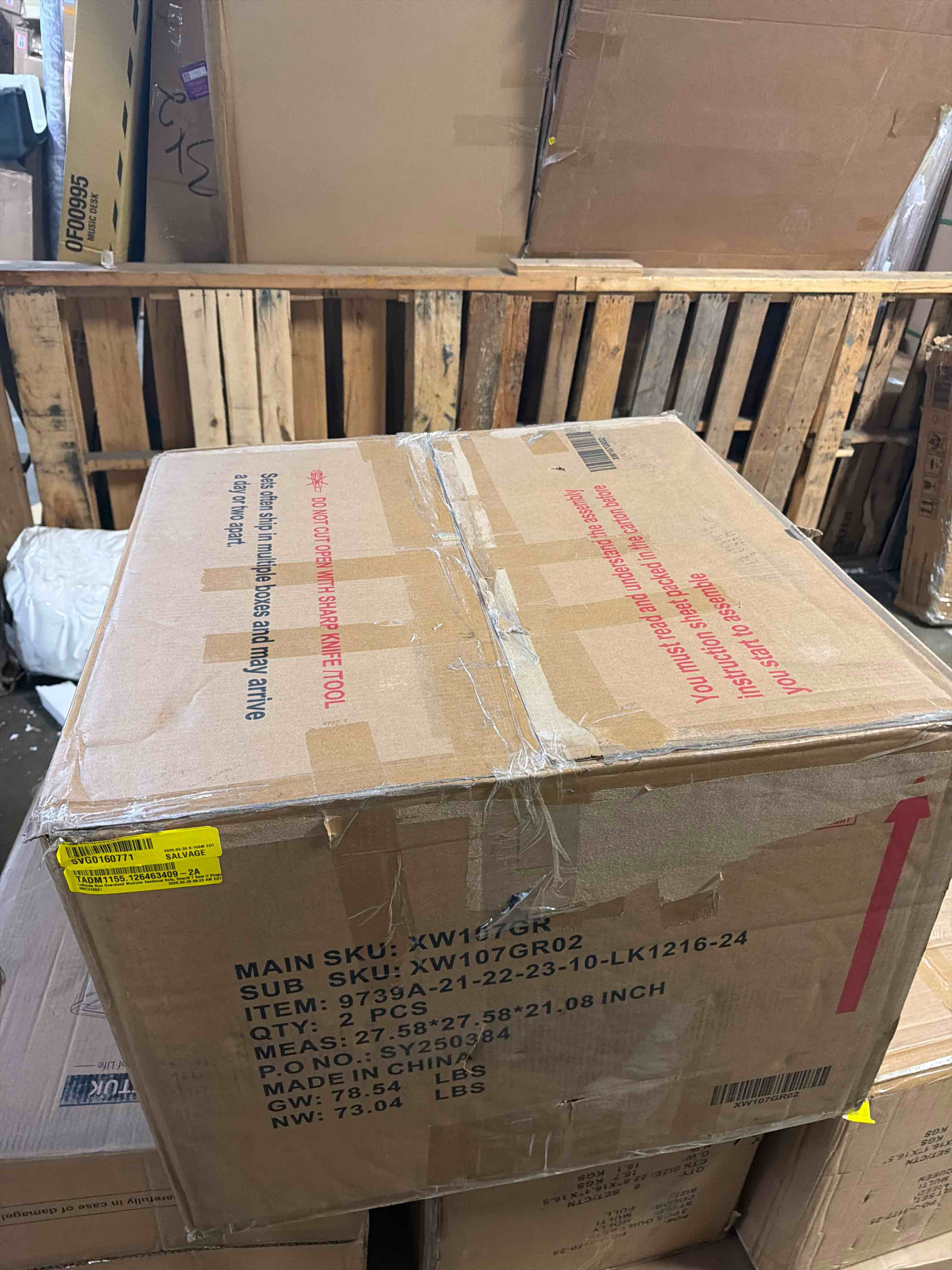 Condition photo showing As Is for latitude  run oversized modular sectional sofa, shariff 7 seat u shap