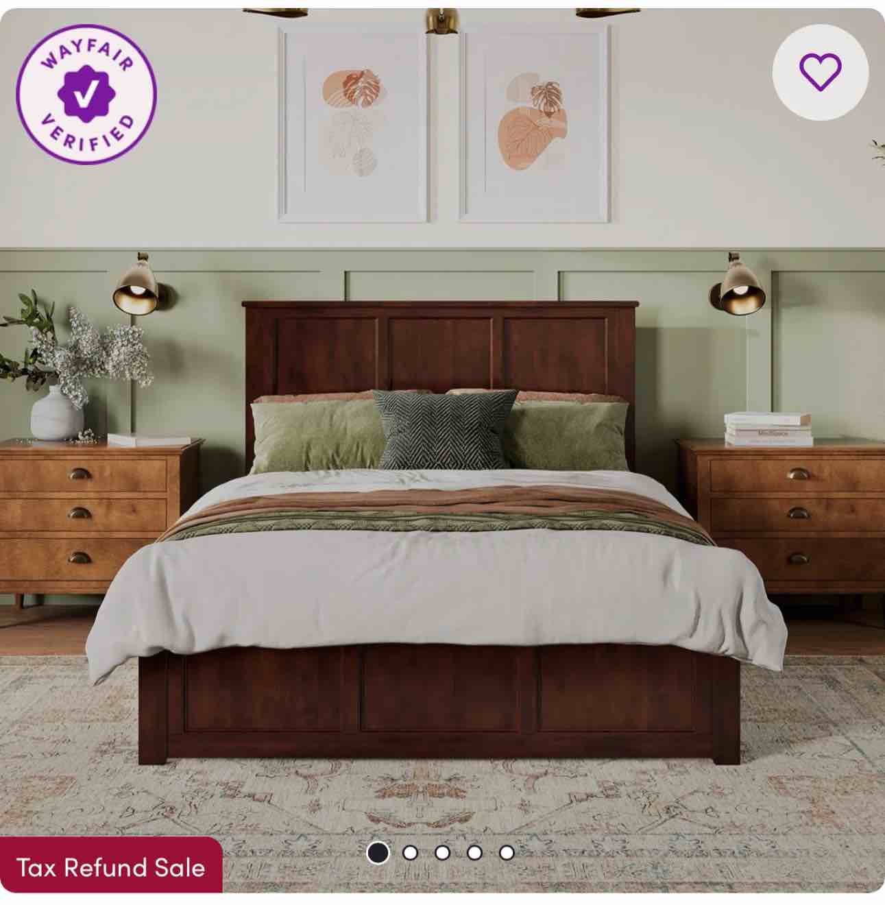 amear solid wood foundation bed with matching footboard