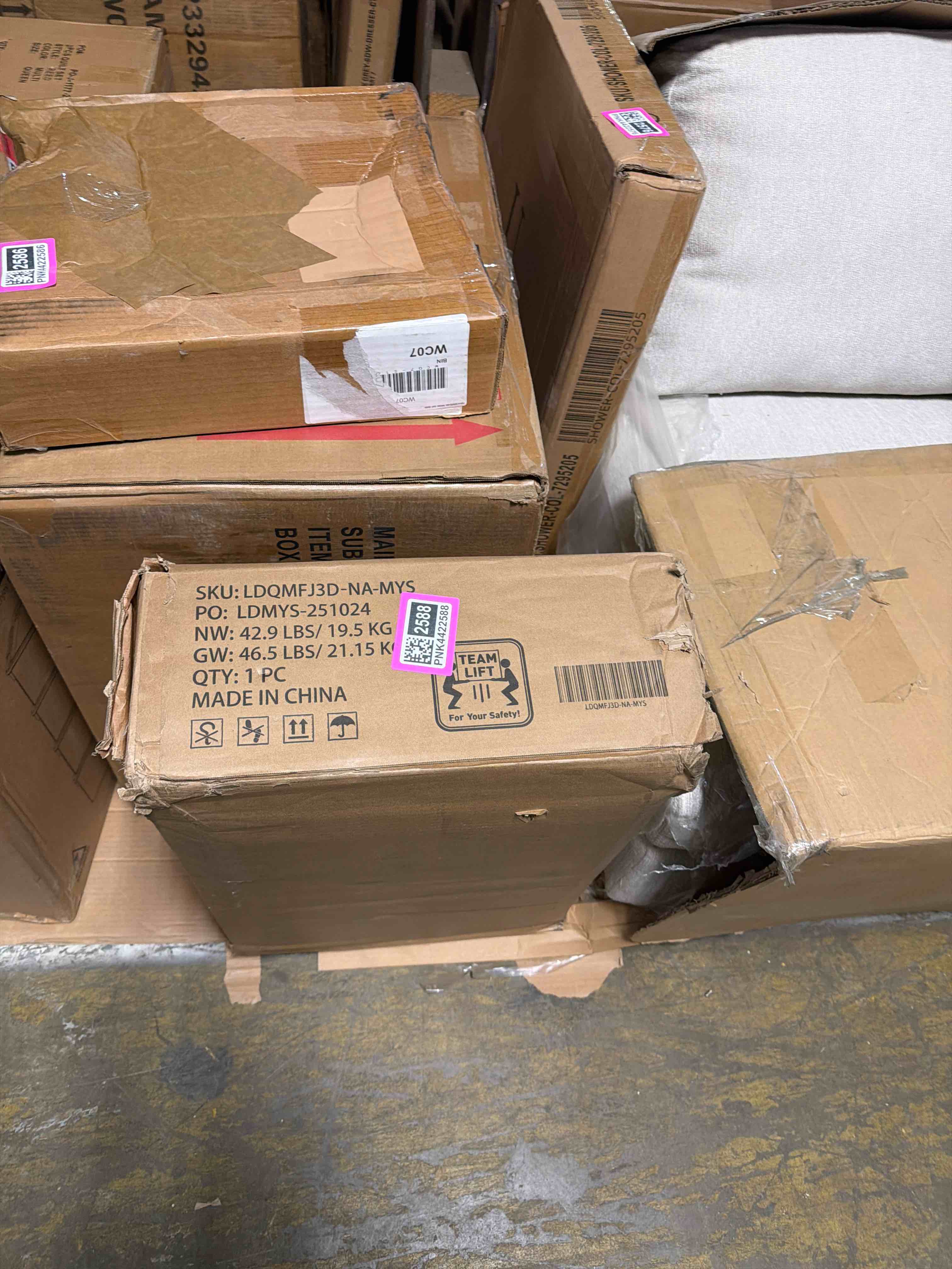 Condition photo showing New/Like New for aitjunz 25" tall modern nightstand with charging station, 23.6'' wide wood bedside table w/3 storage drawers, small dresser w/curved profile design, end table for bedroom, brown